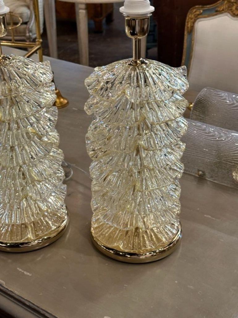 Contemporary Gold Murano Ruffle Lamps For Sale