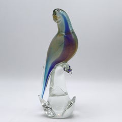 Gold Murano Signed Sandro Frattin Parrot, c. 1950