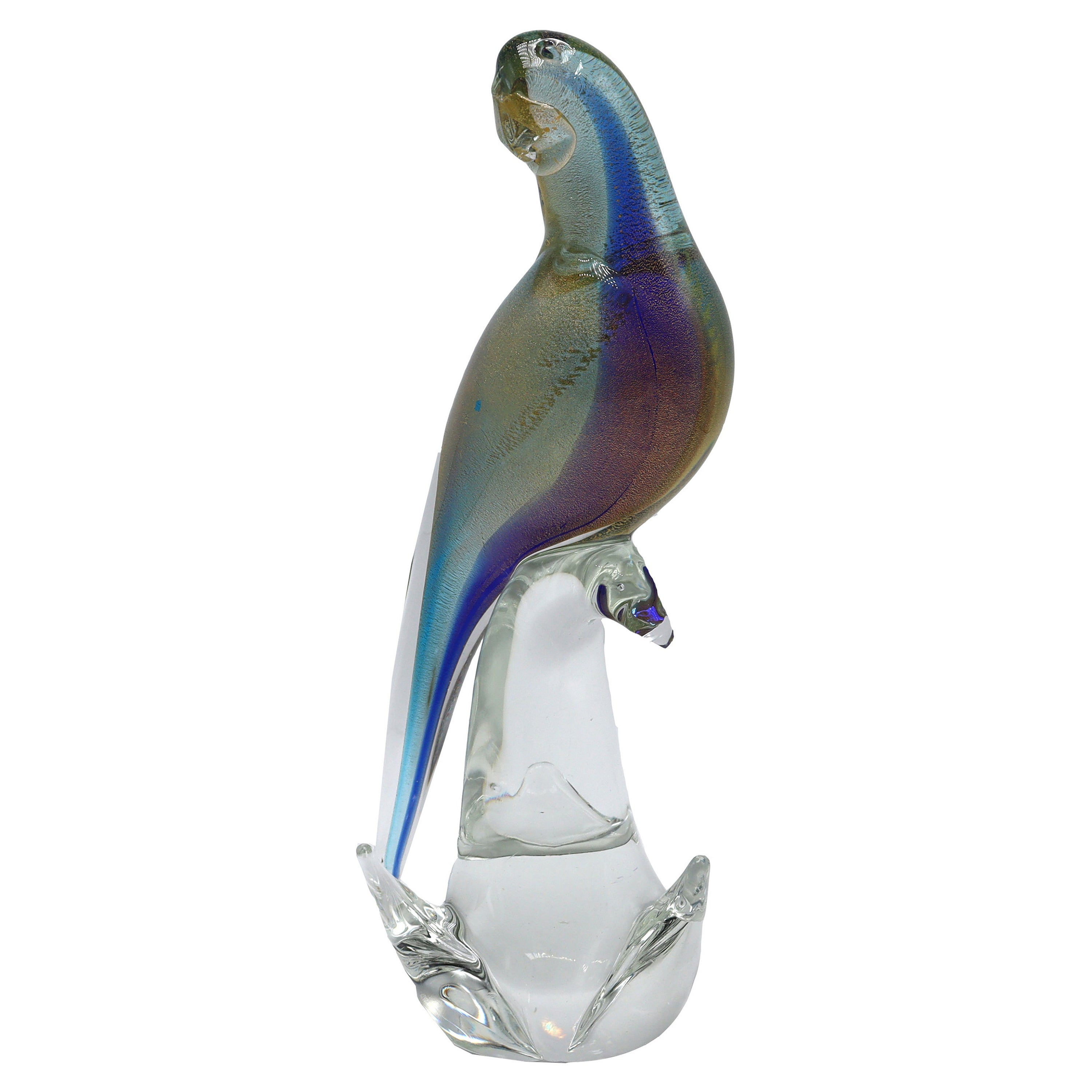 Gold Murano Signed Sandro Frattin Parrot, c. 1950