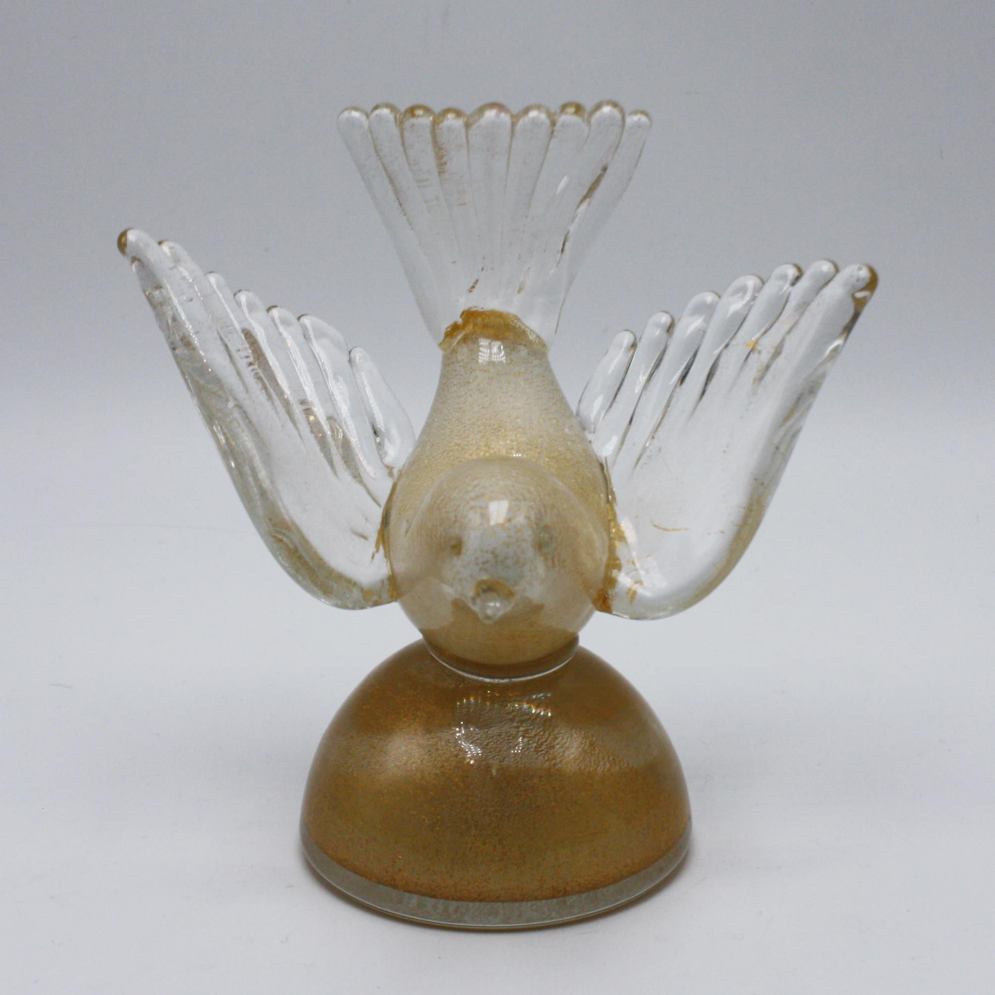 Italiano Fermacarte passero di Murano in oro, 1960 circa