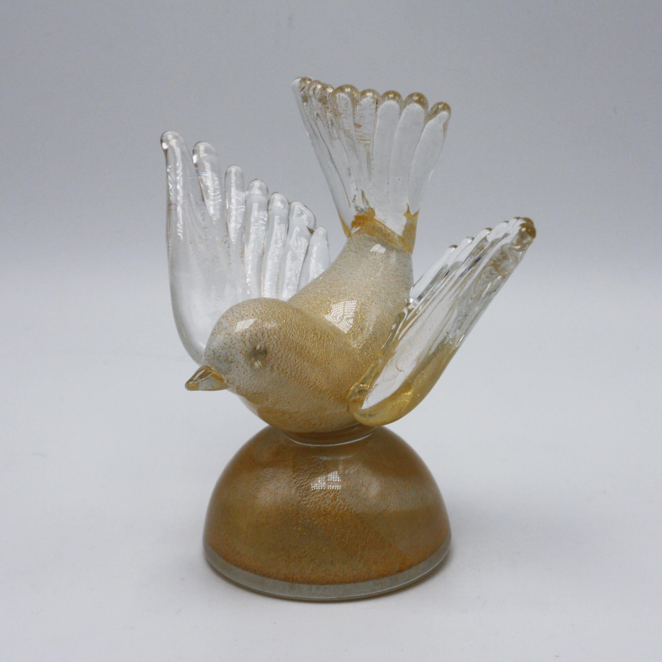 Metà XX secolo Fermacarte passero di Murano in oro, 1960 circa