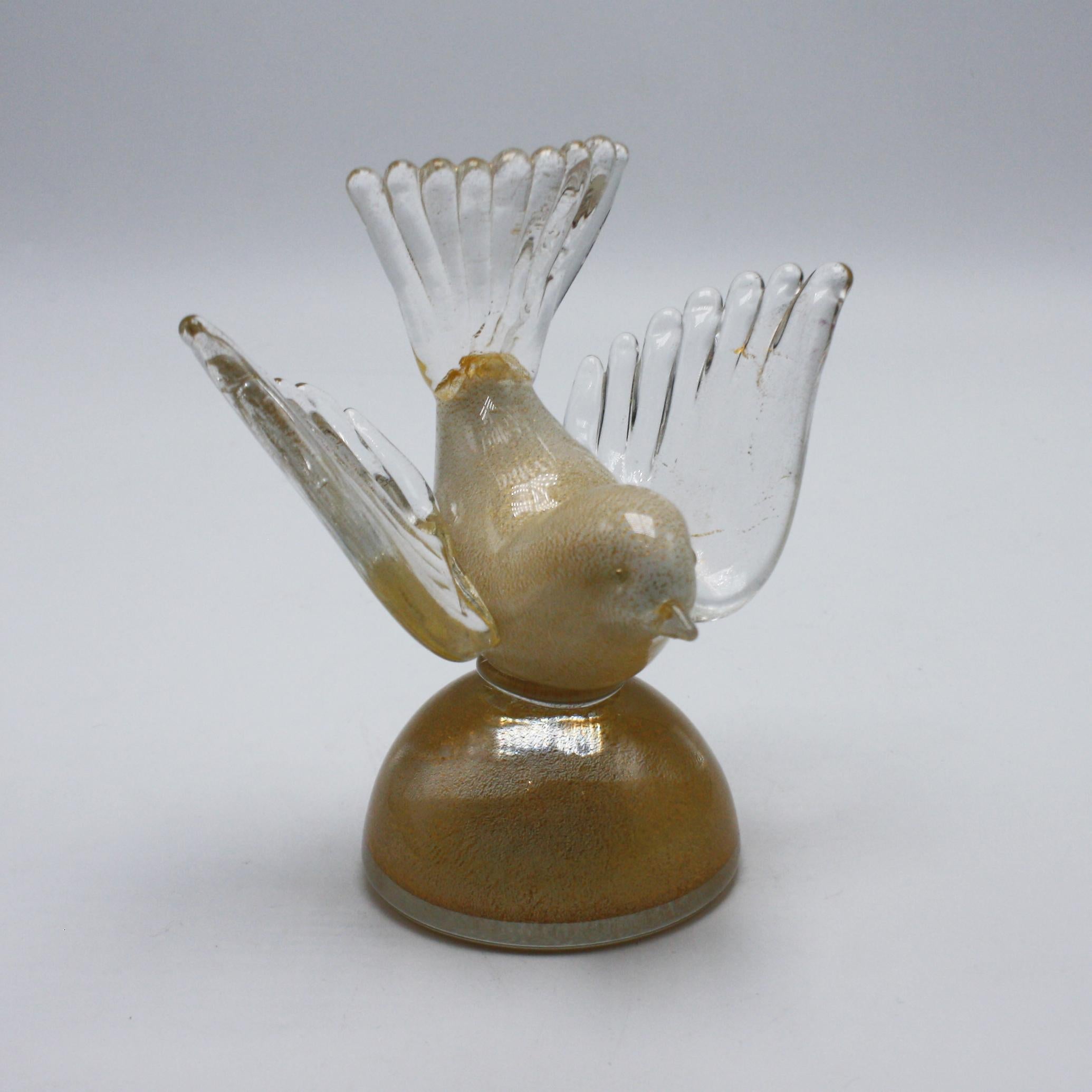 Vetro di Murano Fermacarte passero di Murano in oro, 1960 circa