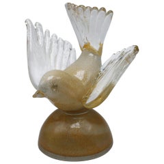 Fermacarte passero di Murano in oro, 1960 circa