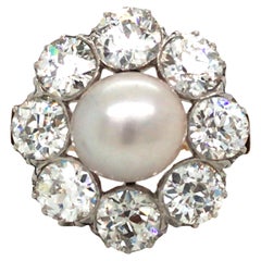 Gold Natural Pearl Diamond Ring, CISGEM