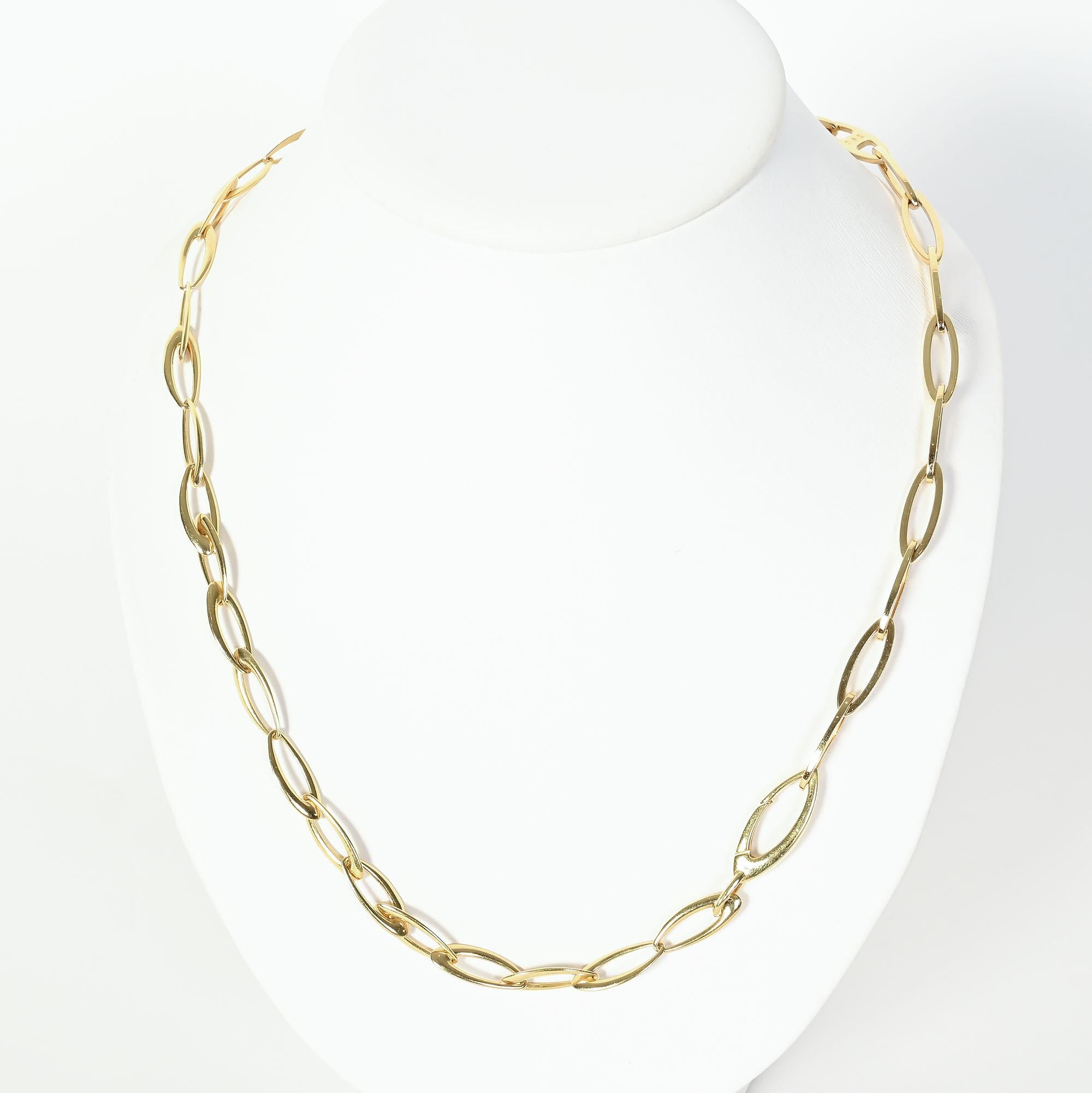 Contemporary Gold Navette Shaped Links Necklace/ Bracelet For Sale