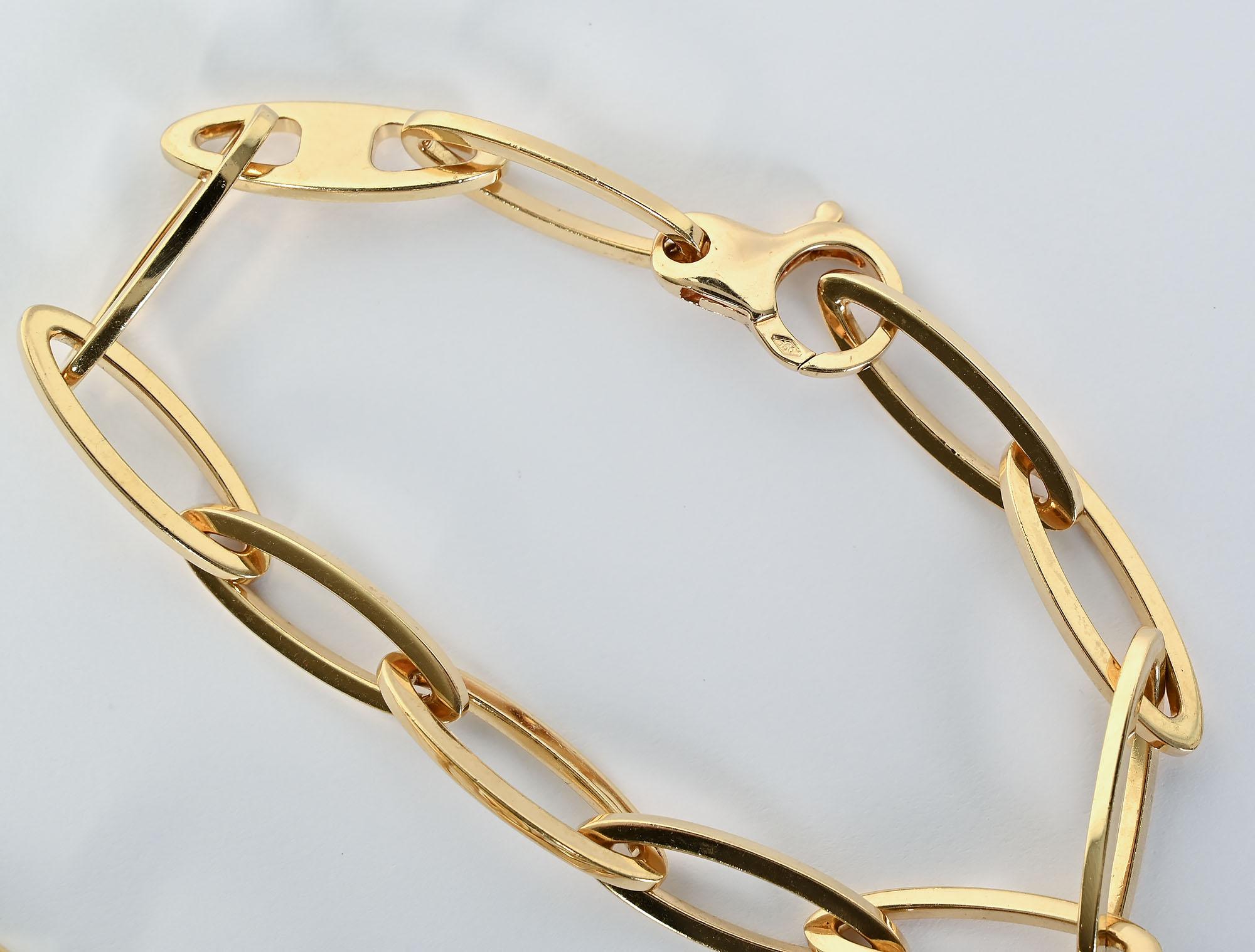 Gold Navette Shaped Links Necklace/ Bracelet In Excellent Condition For Sale In Darnestown, MD