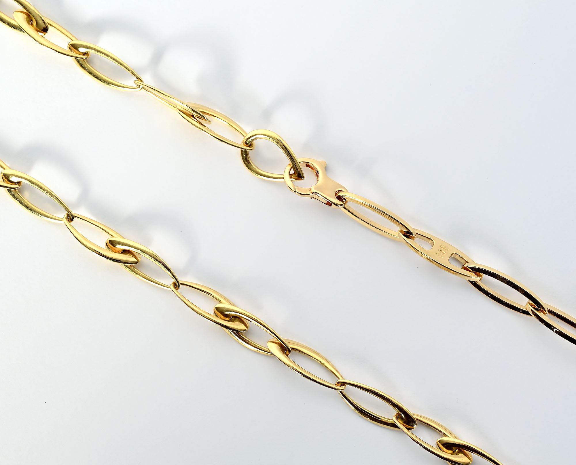 Women's or Men's Gold Navette Shaped Links Necklace/ Bracelet For Sale
