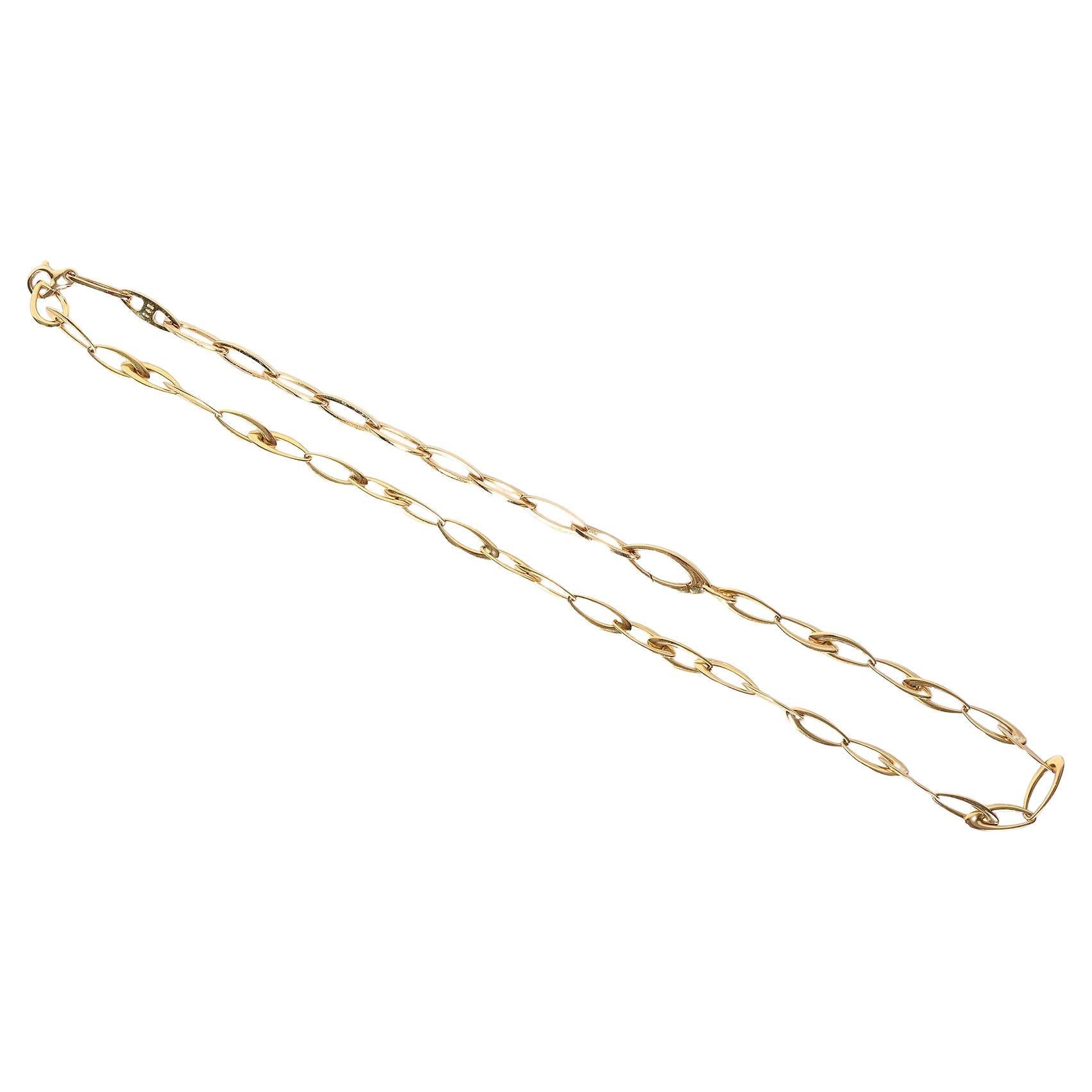 Gold Navette Shaped Links Necklace/ Bracelet For Sale