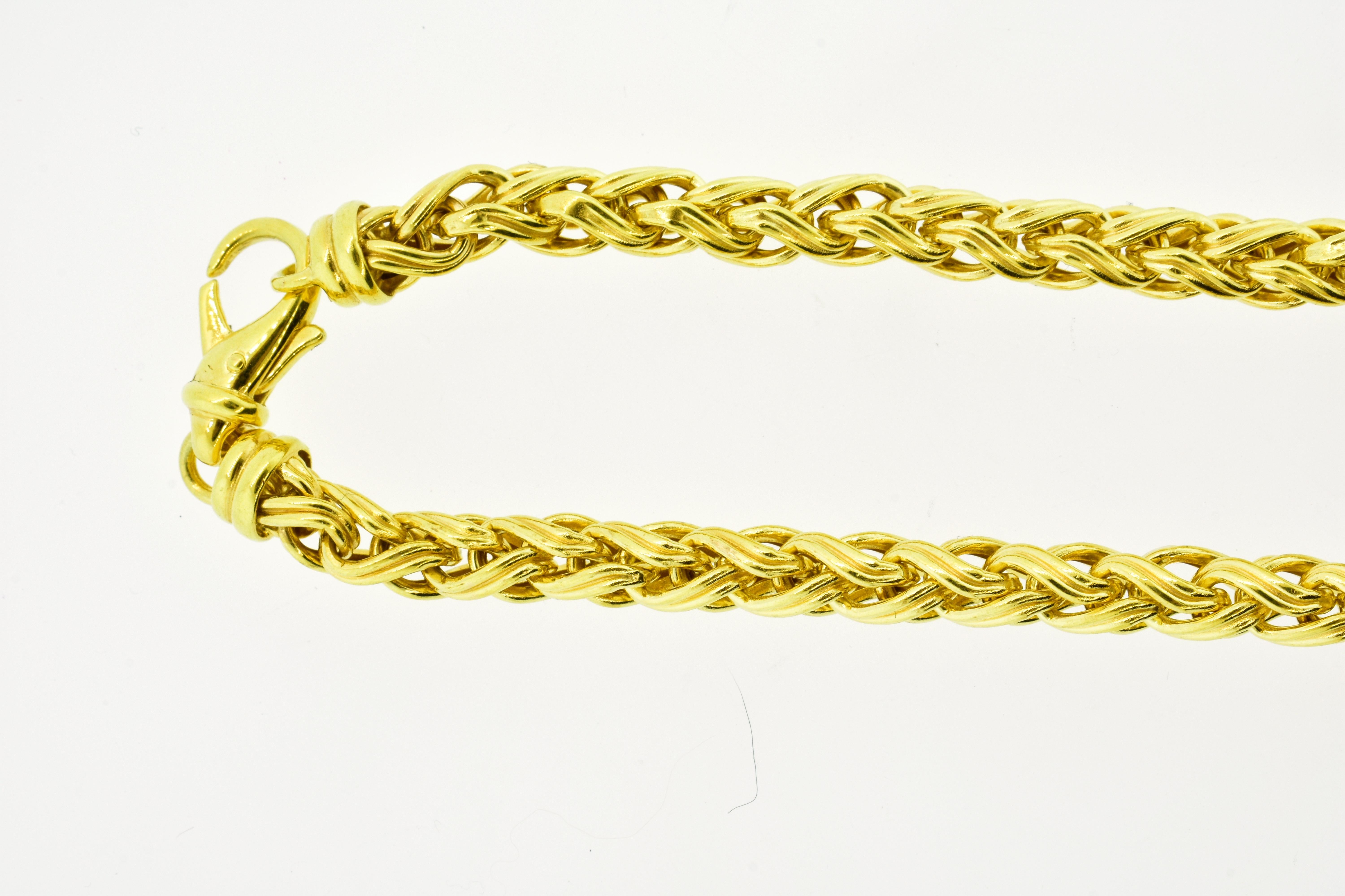 Gold Necklace Chain of Woven Design In Excellent Condition In Aspen, CO