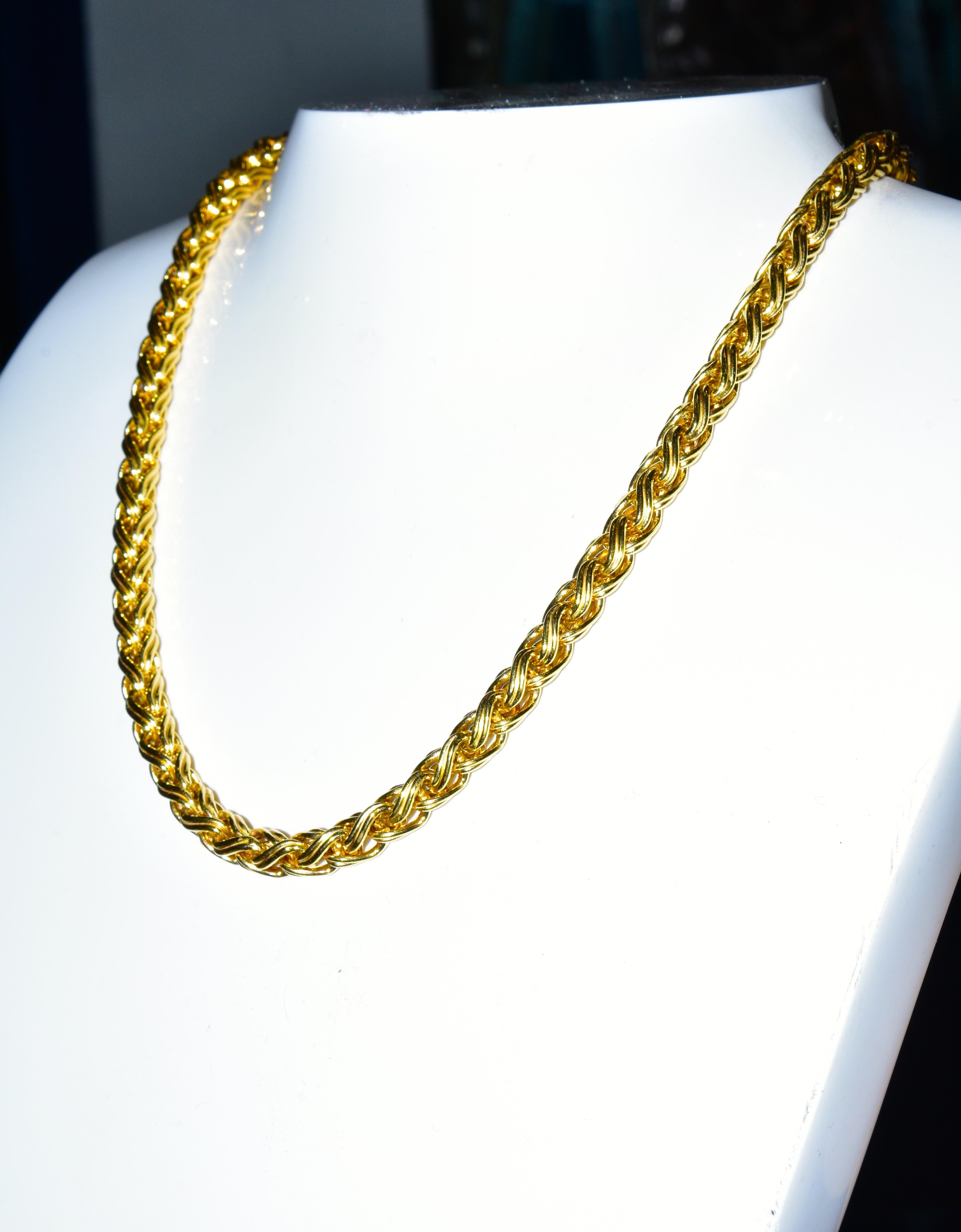 Women's or Men's Gold Necklace Chain of Woven Design