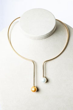 Gold Necklace Ergonomic Rigid with Pearl Gold and South Sea