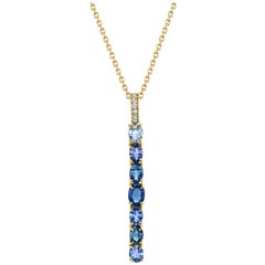 Gold Necklace with Blue Sapphires and Diamonds by ARK Fine Jewelry