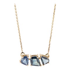 Gold Necklace with Irregular Shape Blue Sapphires