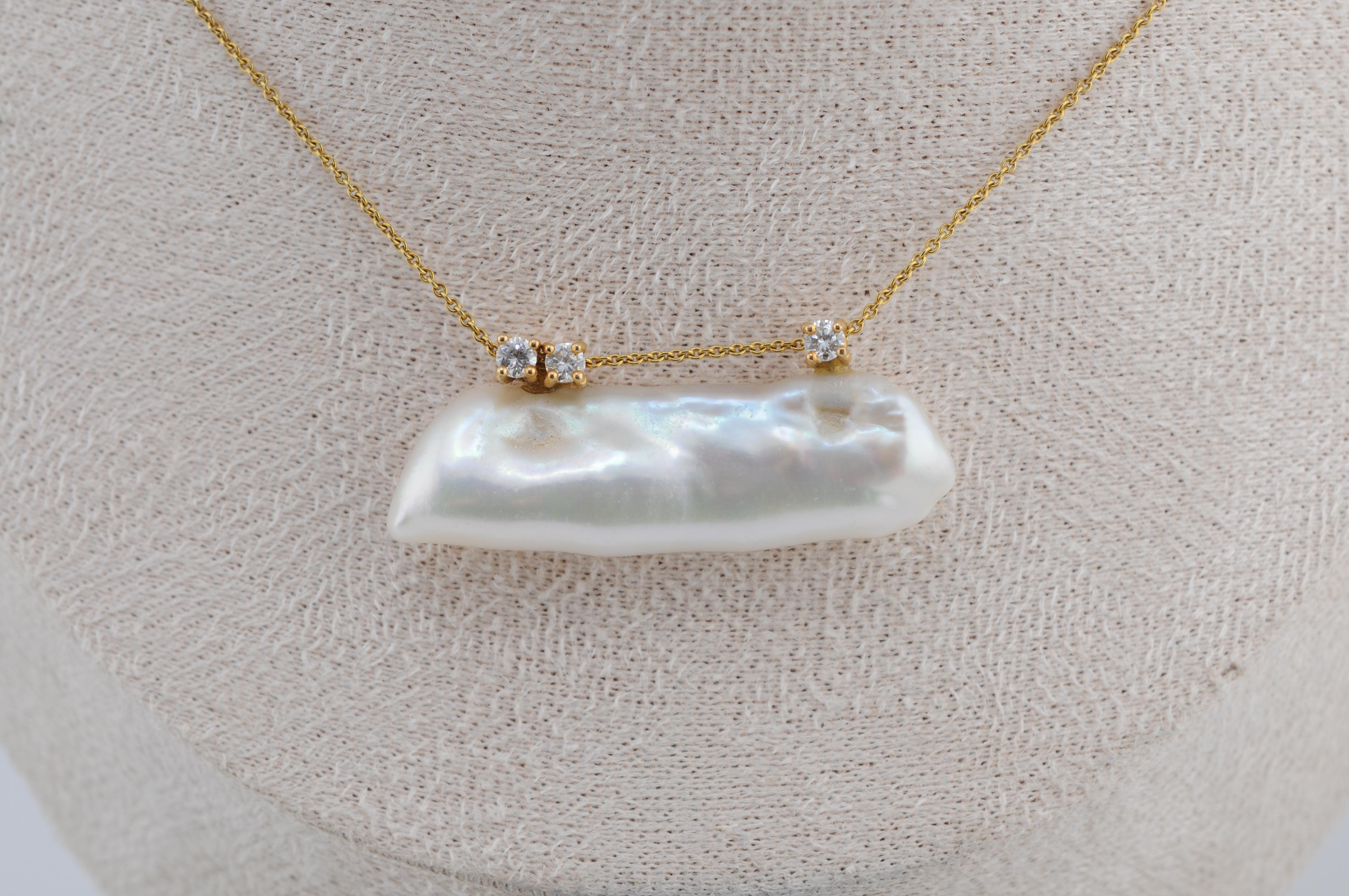 Collana in oro con perle Keshi e diamanti 18k in vendita 5