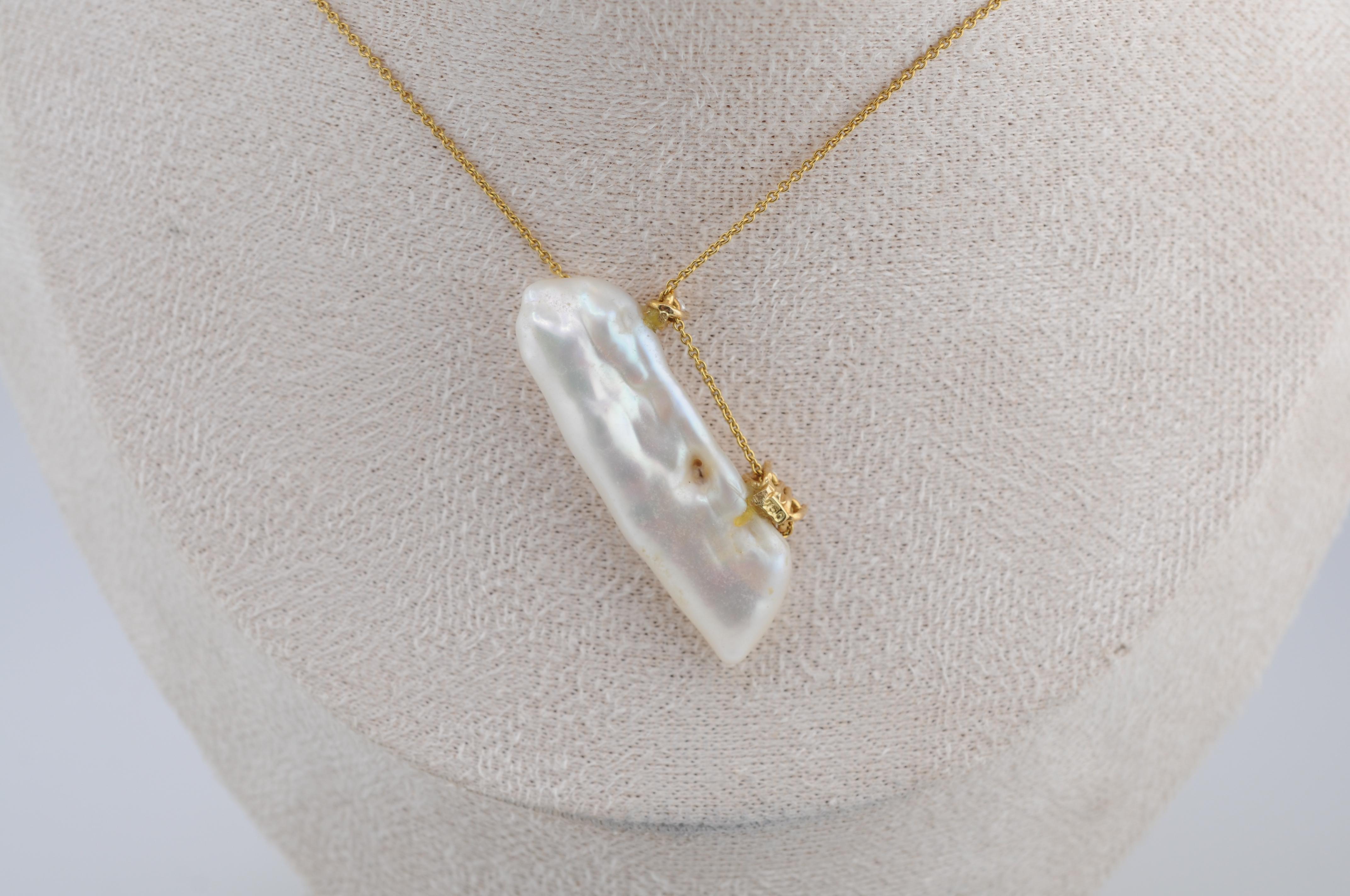 Collana in oro con perle Keshi e diamanti 18k in vendita 6