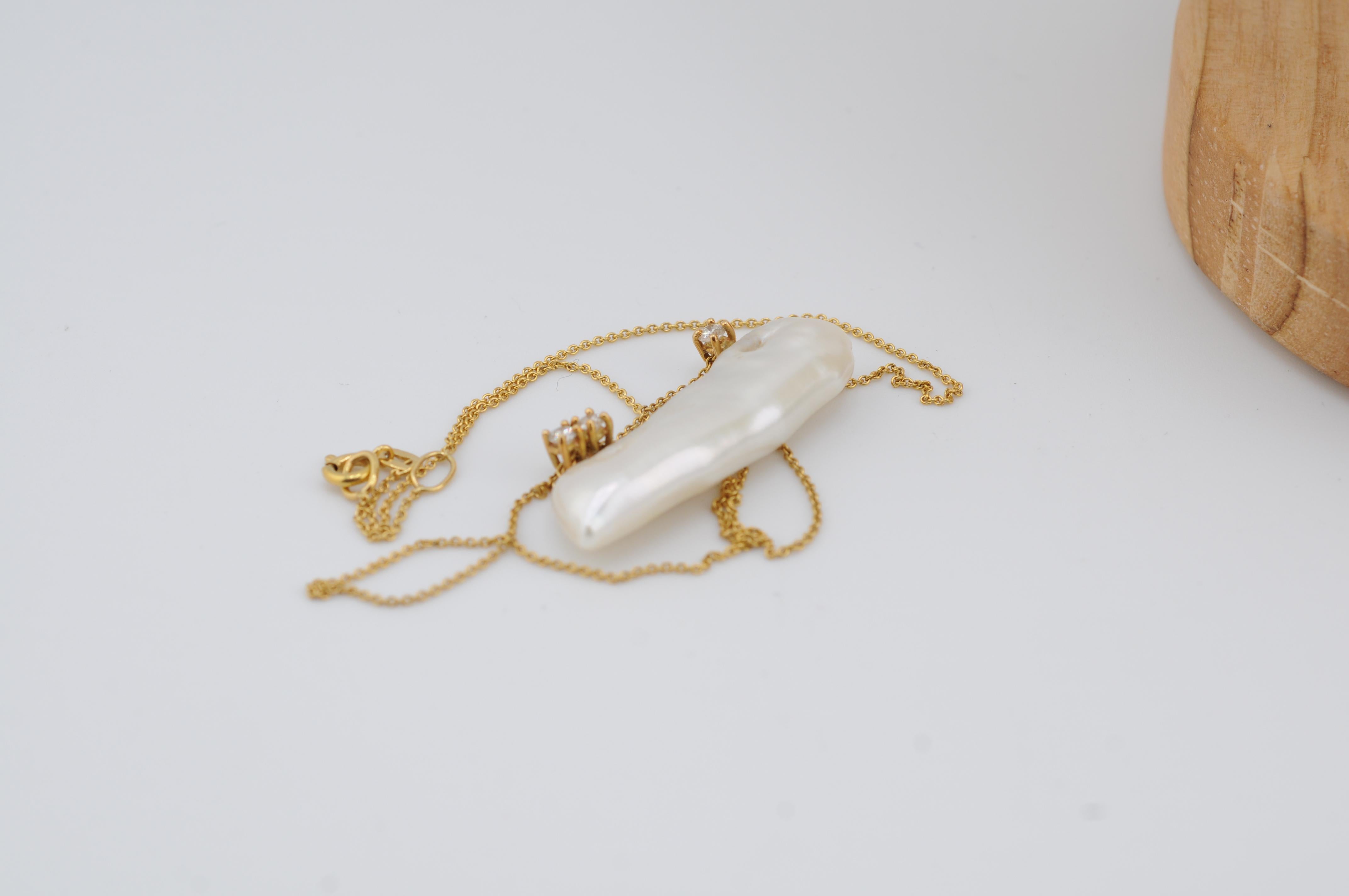 Collana in oro con perle Keshi e diamanti 18k in vendita 7