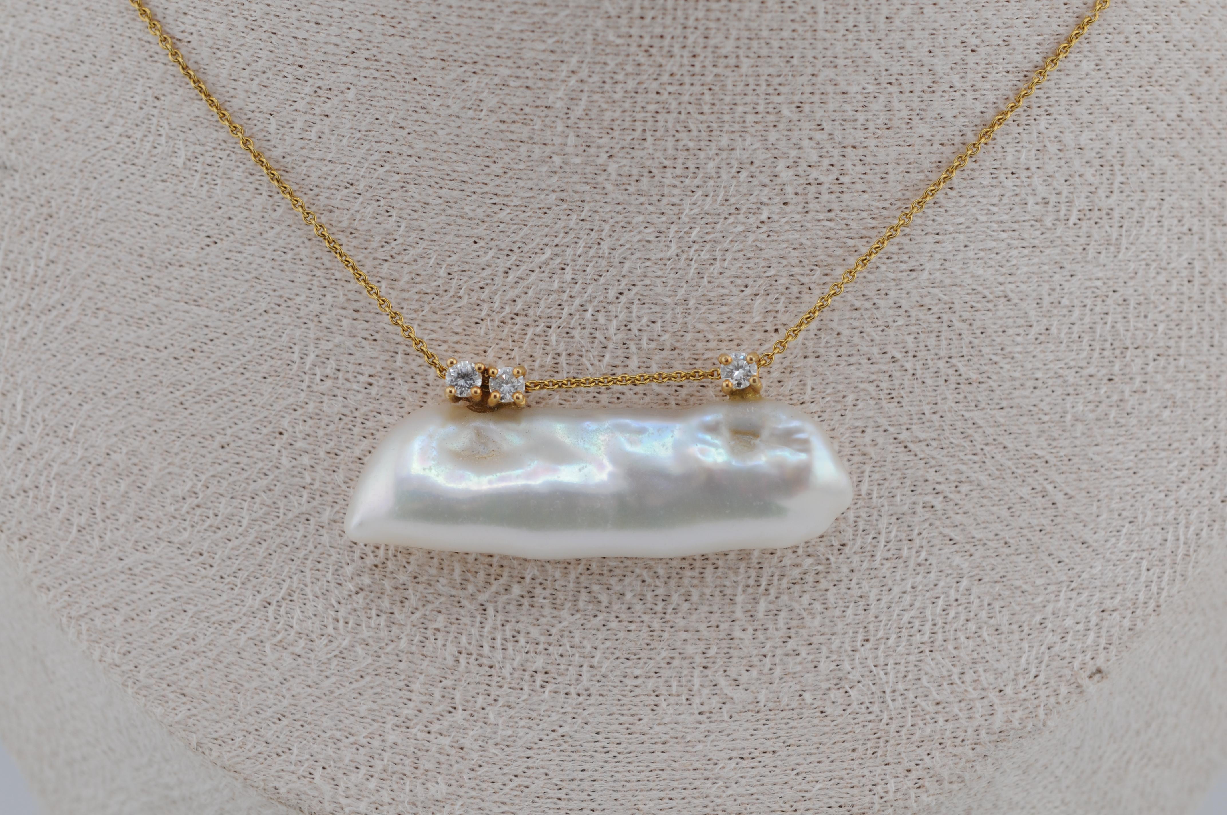 Estetismo Collana in oro con perle Keshi e diamanti 18k in vendita