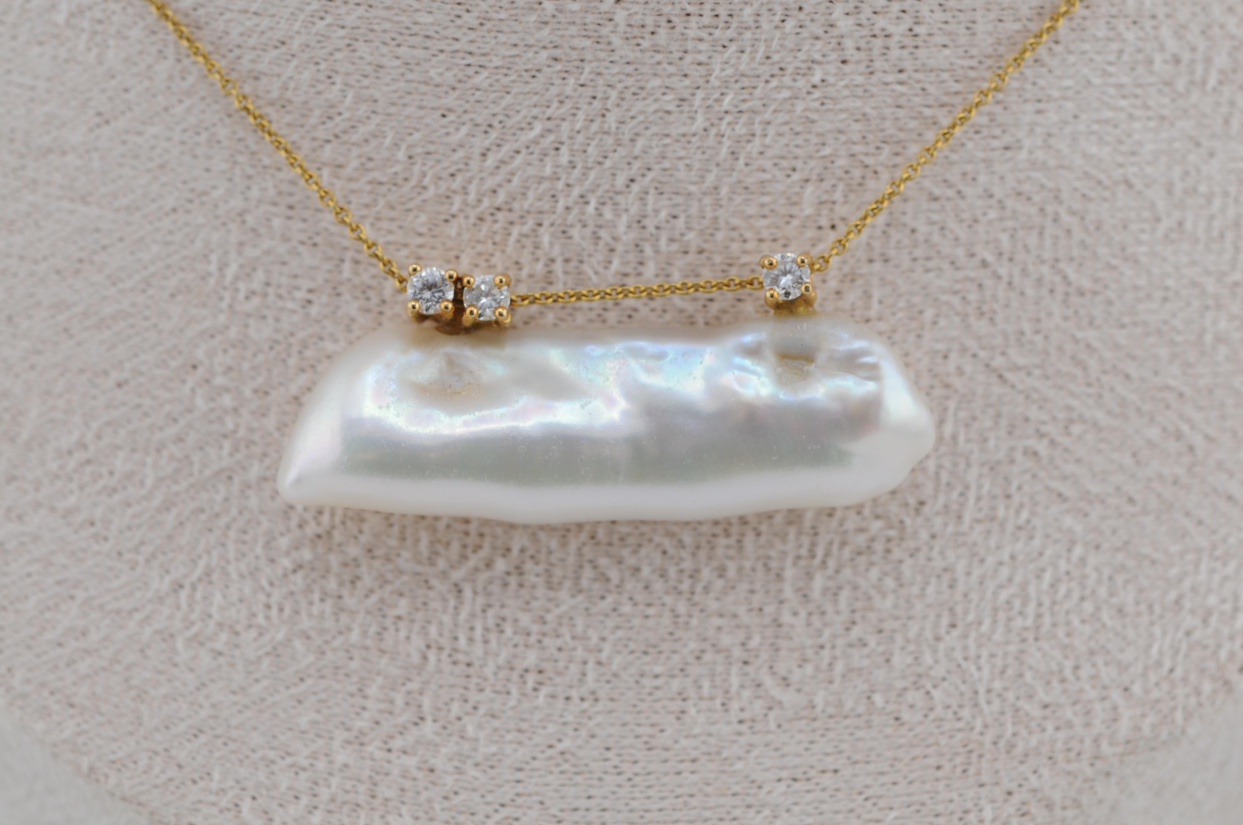 da uomo o donna Collana in oro con perle Keshi e diamanti 18k in vendita