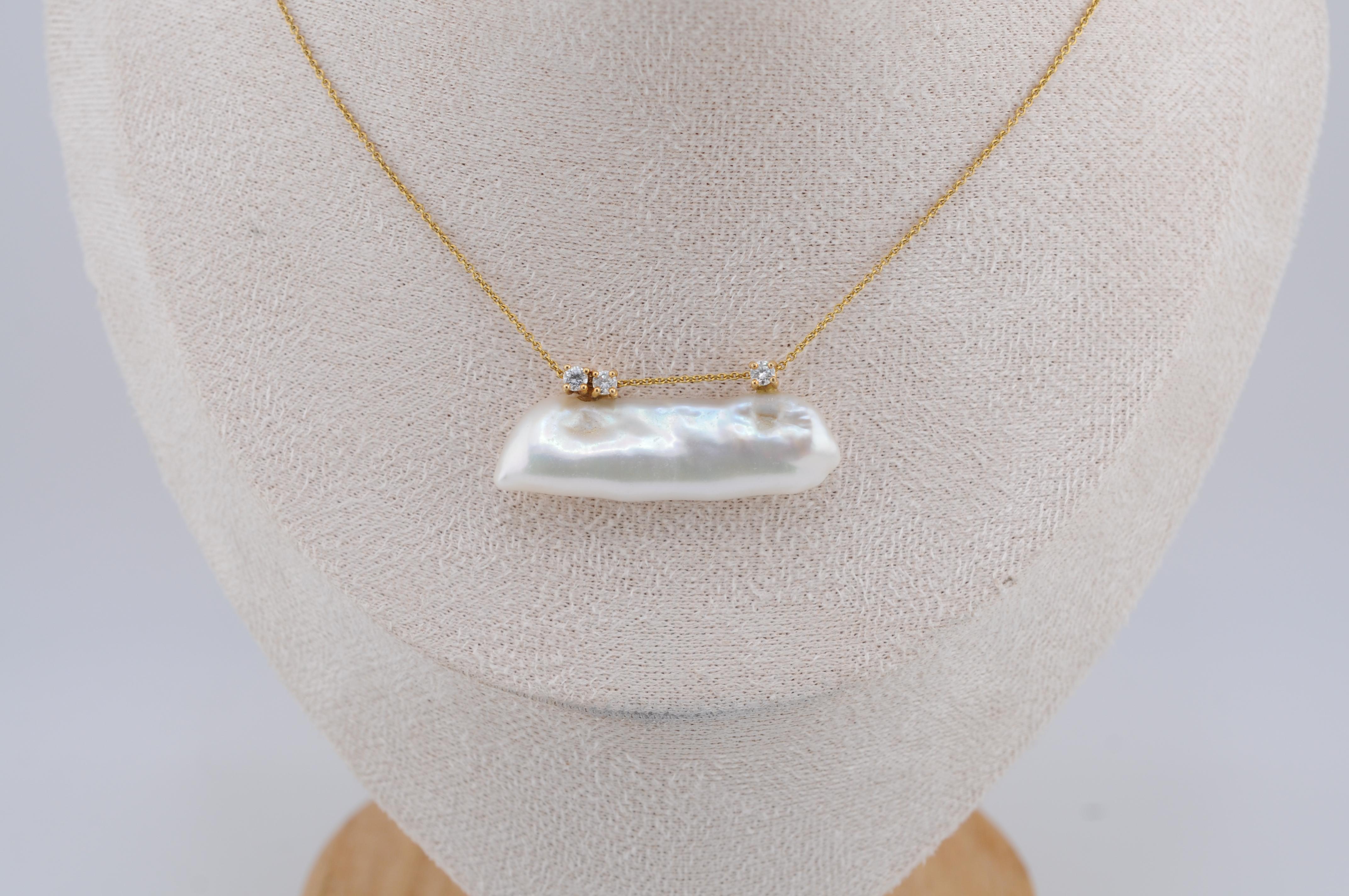 Collana in oro con perle Keshi e diamanti 18k in vendita 1