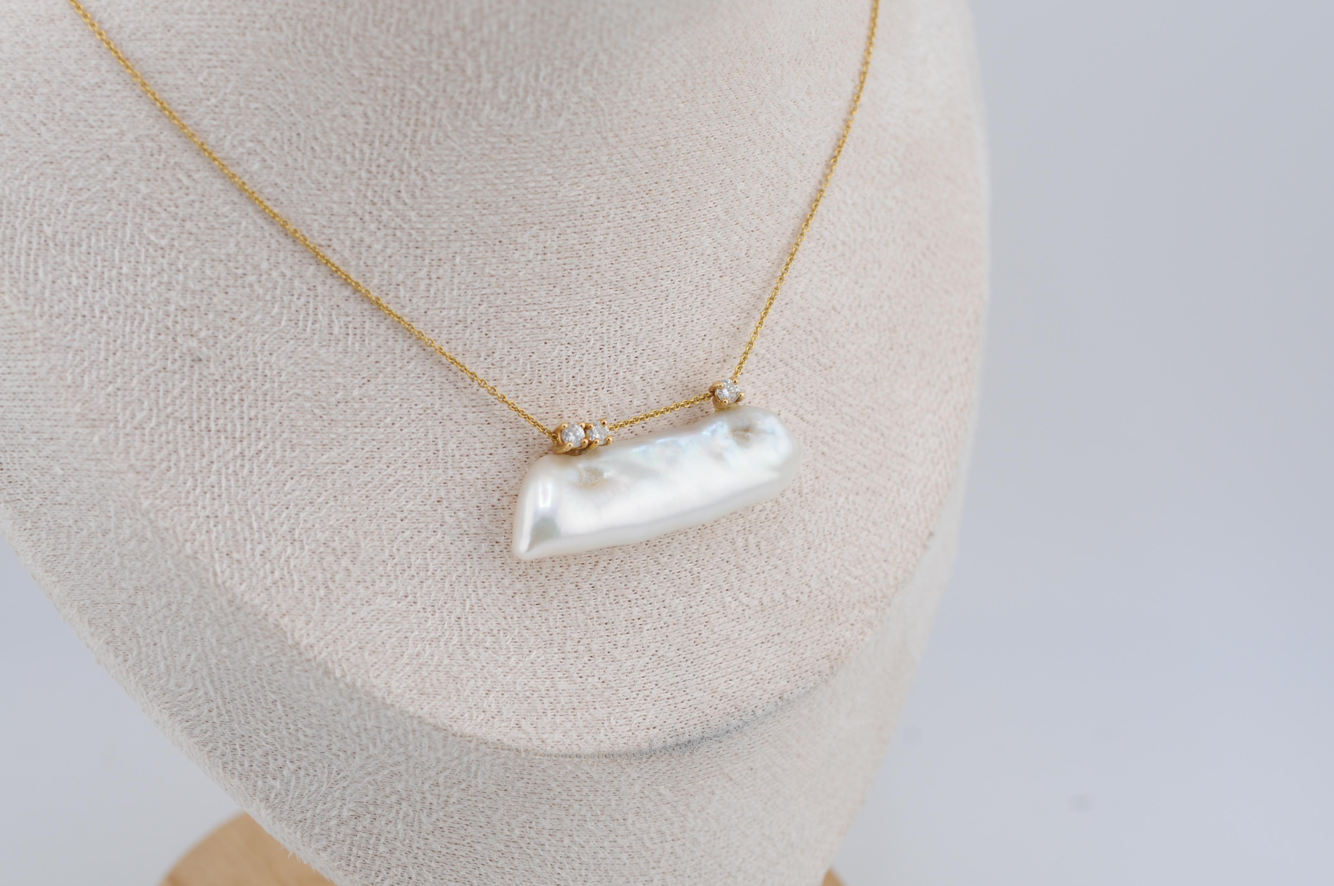 Collana in oro con perle Keshi e diamanti 18k in vendita 2