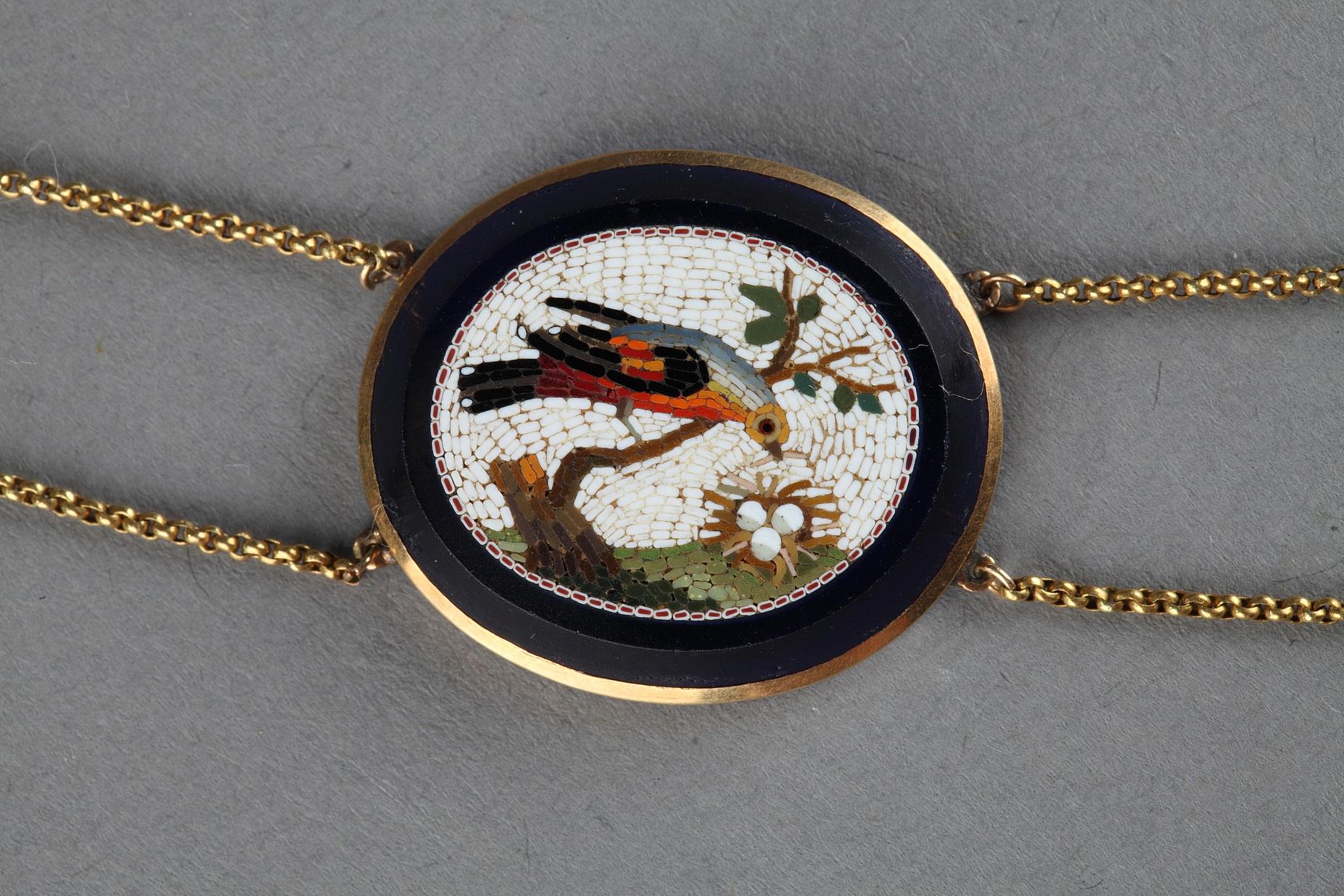 Stile impero Collana in oro con micromosaico, inizio XIX secolo in vendita