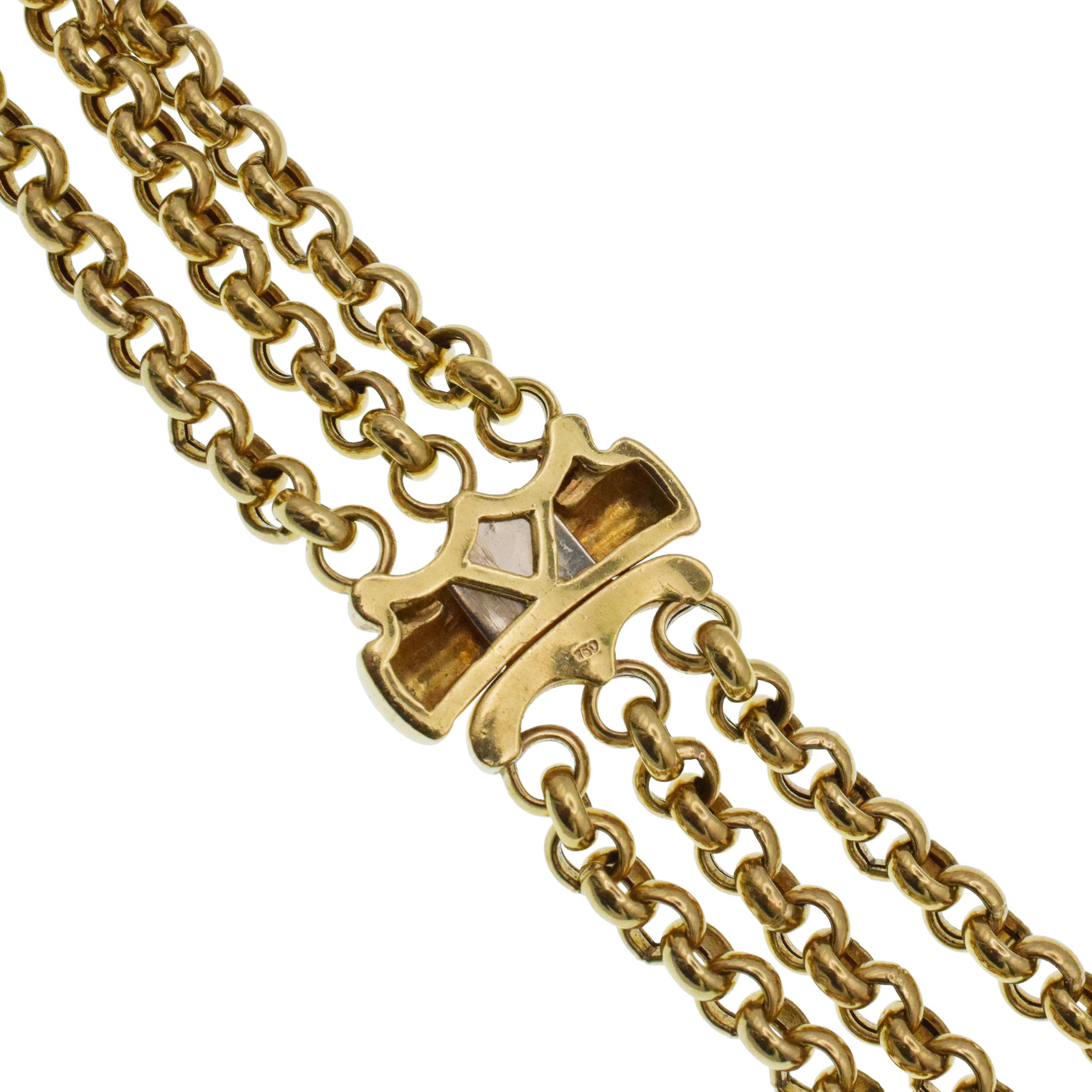 Collana in oro con accenti di perle e diamanti in vendita 2