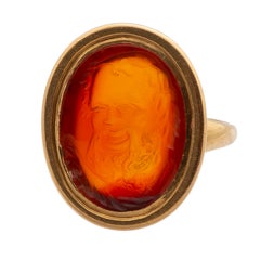 Antique Gold Neoclassical Ring with Carnelian Intaglio