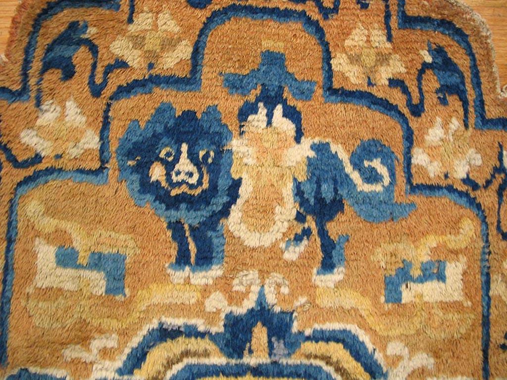 Gold Ningxia Chinese Chair Back Rug In Good Condition For Sale In New York, NY
