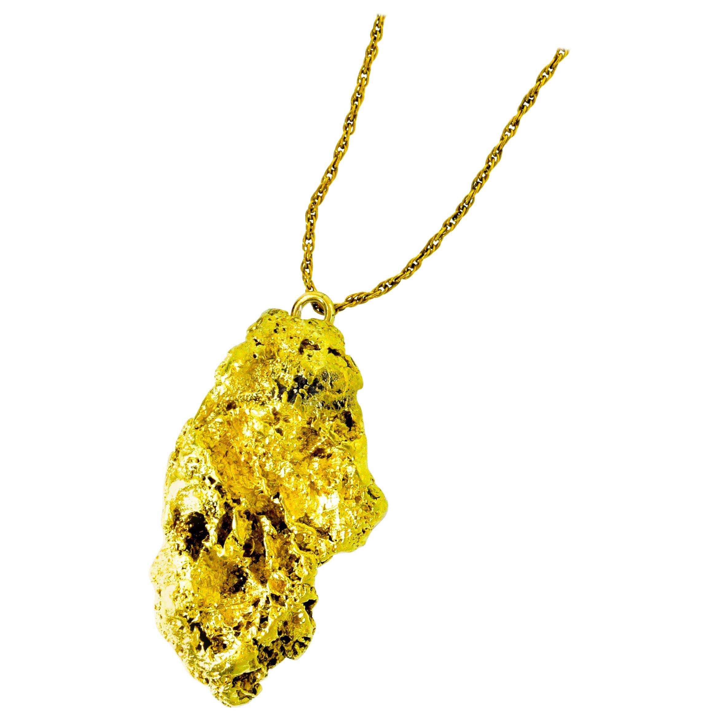 Gold Nugget Large Pendant Necklace