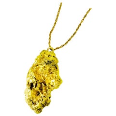 Gold Nugget Large Pendant Necklace