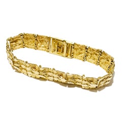 Gold Nugget Pattern 14K Heavyweight Bracelet