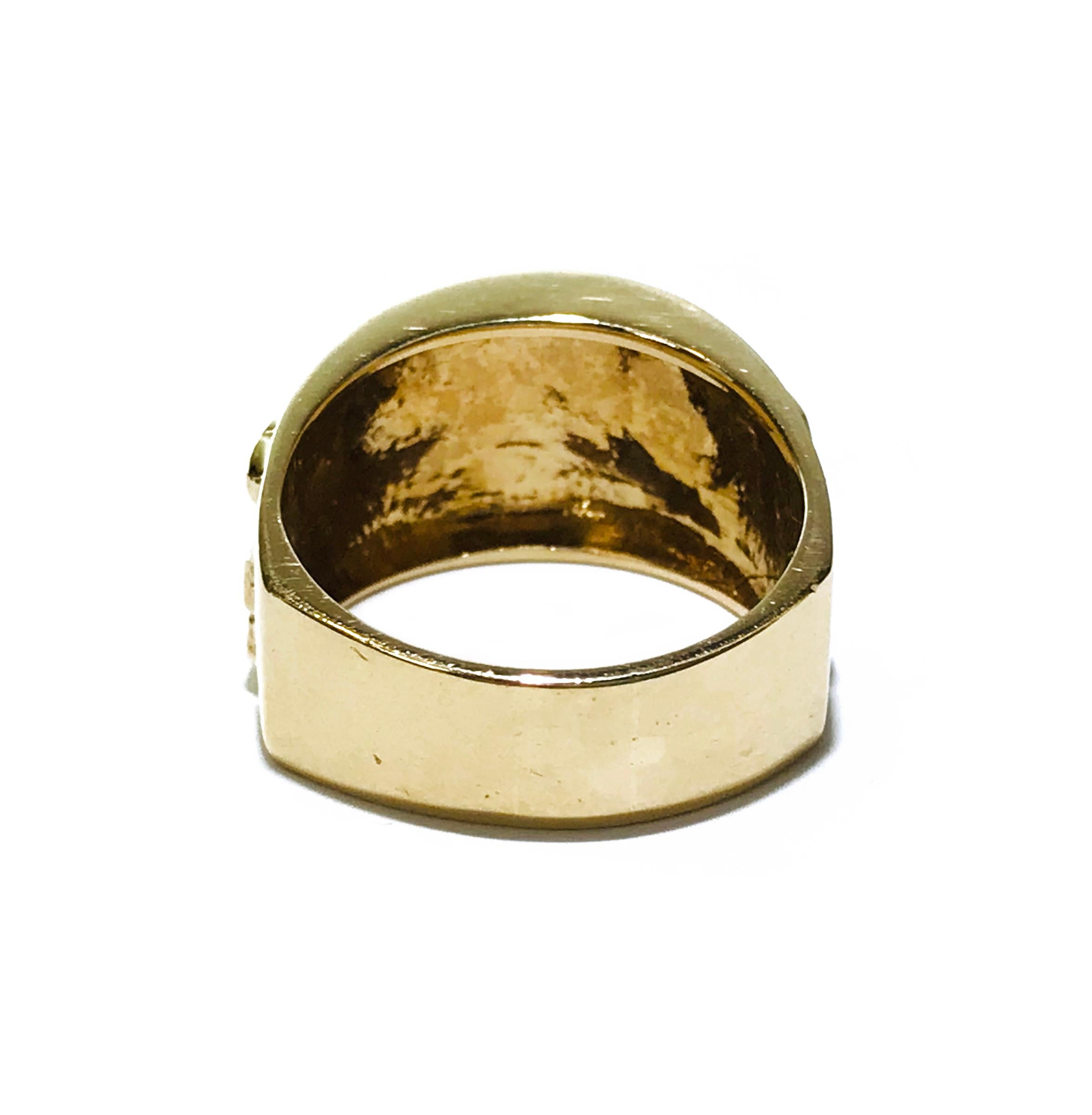 Bague en or jaune 14K à motif de pépites d'or Bon état - En vente à Palm Desert, CA