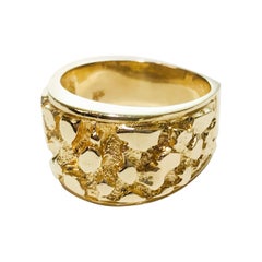 Bague en or jaune 14K à motif de pépites d'or