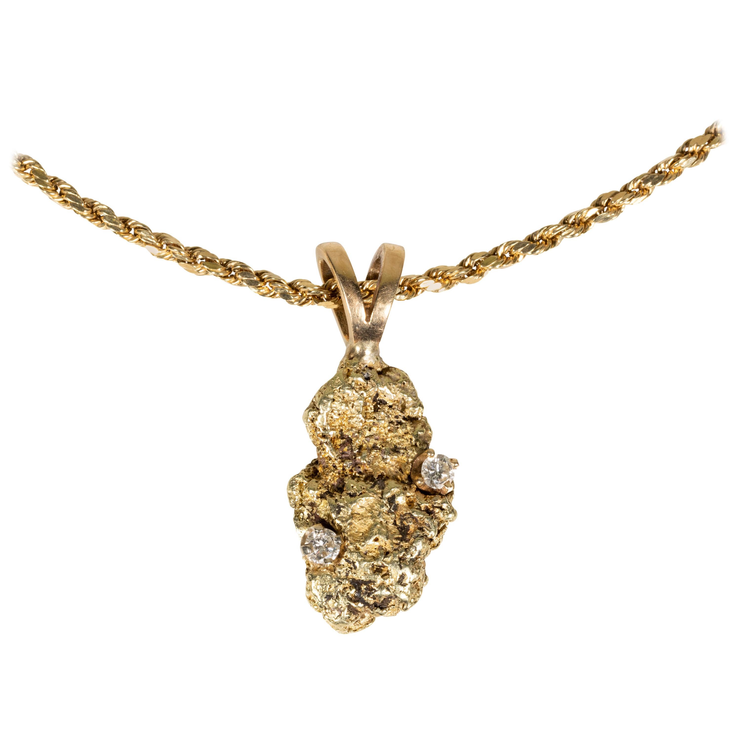 gold nugget necklace with diamond