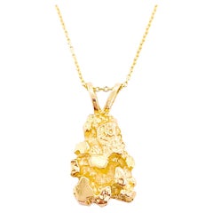 Gold Nugget Pendant  in 14 Kt Yellow Gold with Cable Chain, Nugget