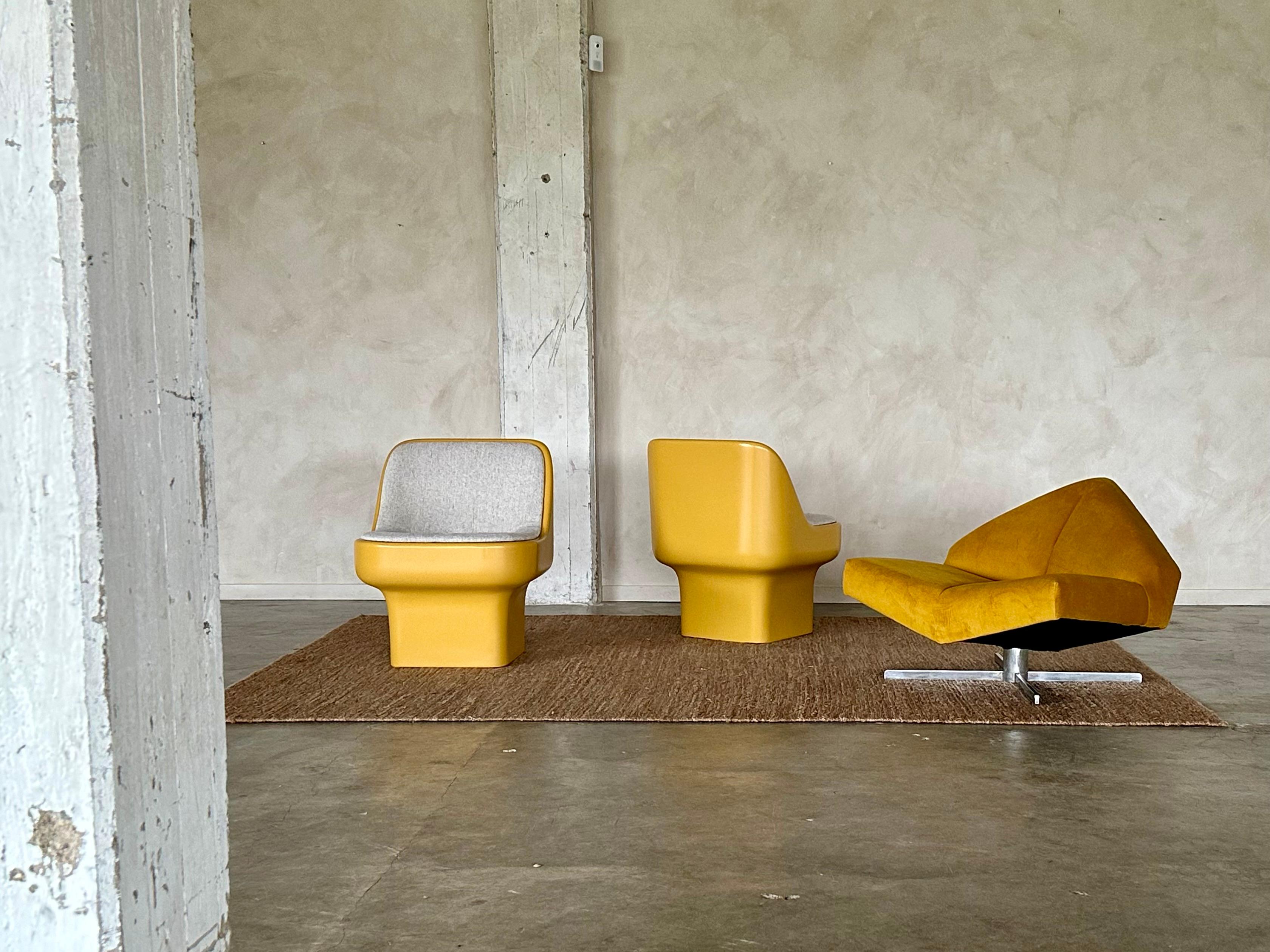 Gold Ochre Fabric ‘Brasilia’ Lounge Chair by Schmieder, Denmark, 1960s For Sale 3