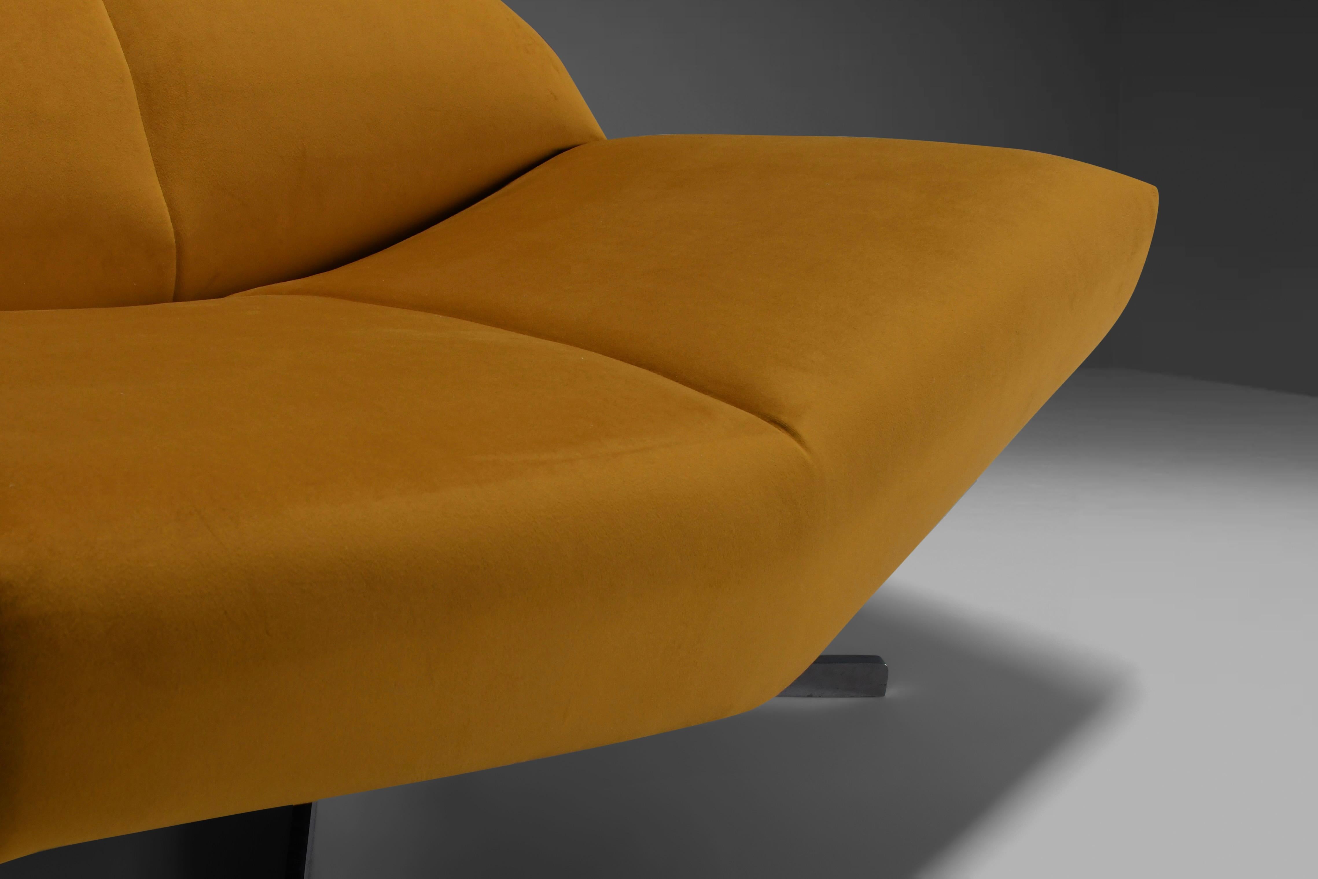 Gold Ochre Fabric ‘Brasilia’ Lounge Chair by Schmieder, Denmark, 1960s For Sale 1
