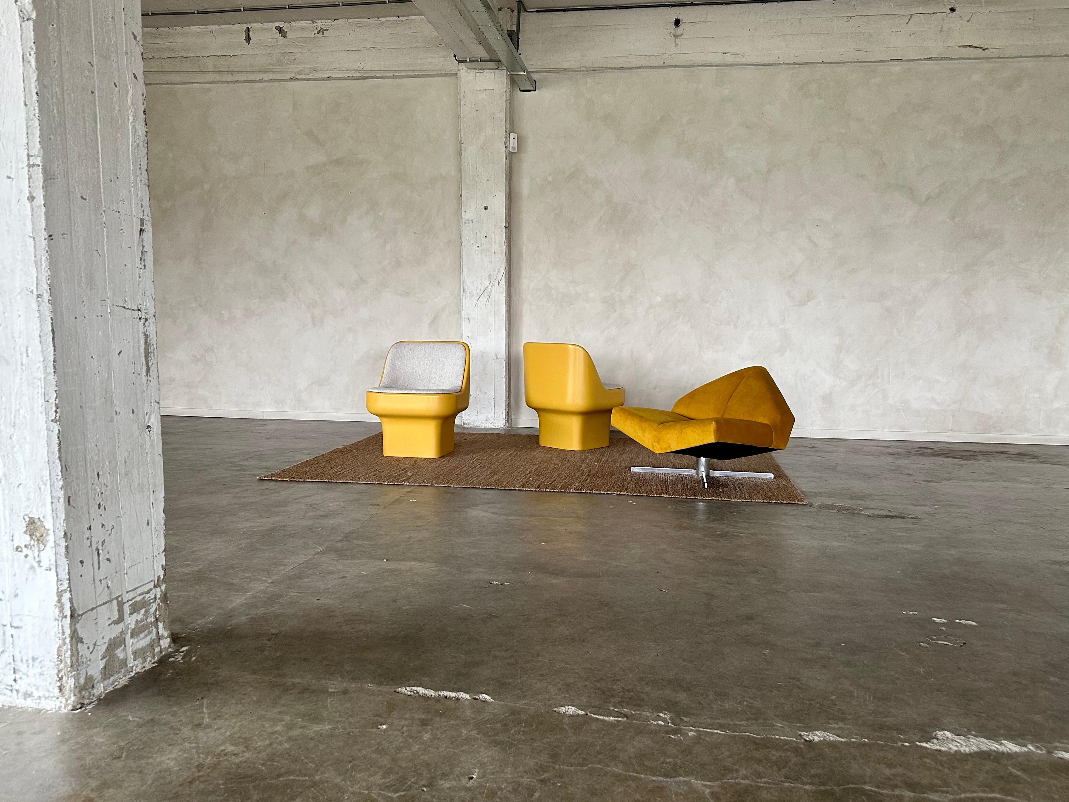 Gold Ochre Fabric ‘Brasilia’ Lounge Chair by Schmieder, Denmark, 1960s For Sale 2