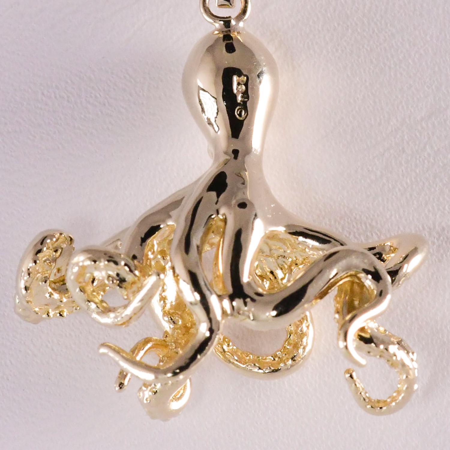 Modern Gold Octopus Pendant 14 Karat Yellow Gold 7.8 Gms