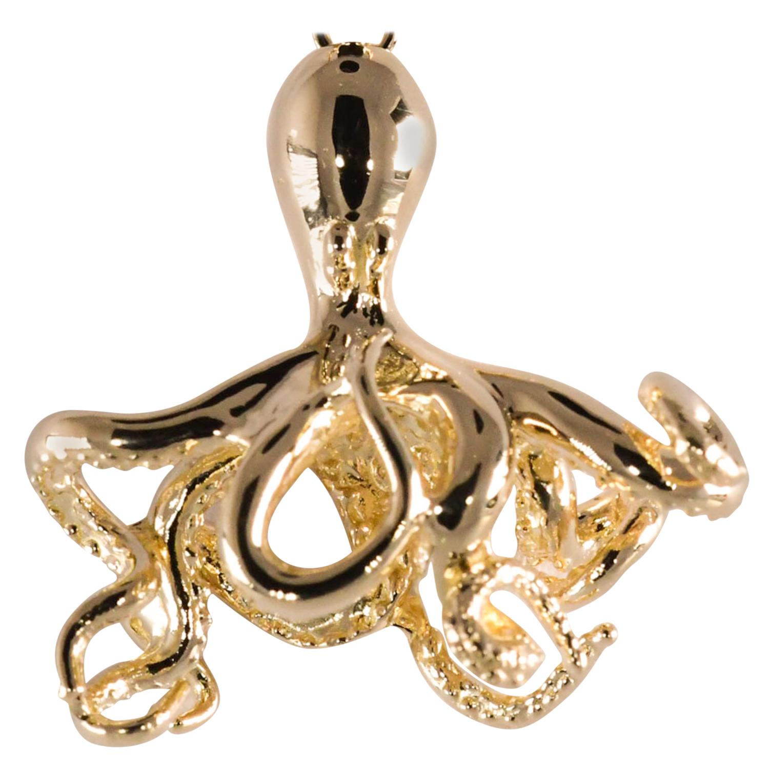 Gold Octopus Pendant 14 Karat Yellow Gold 7.8 Gms