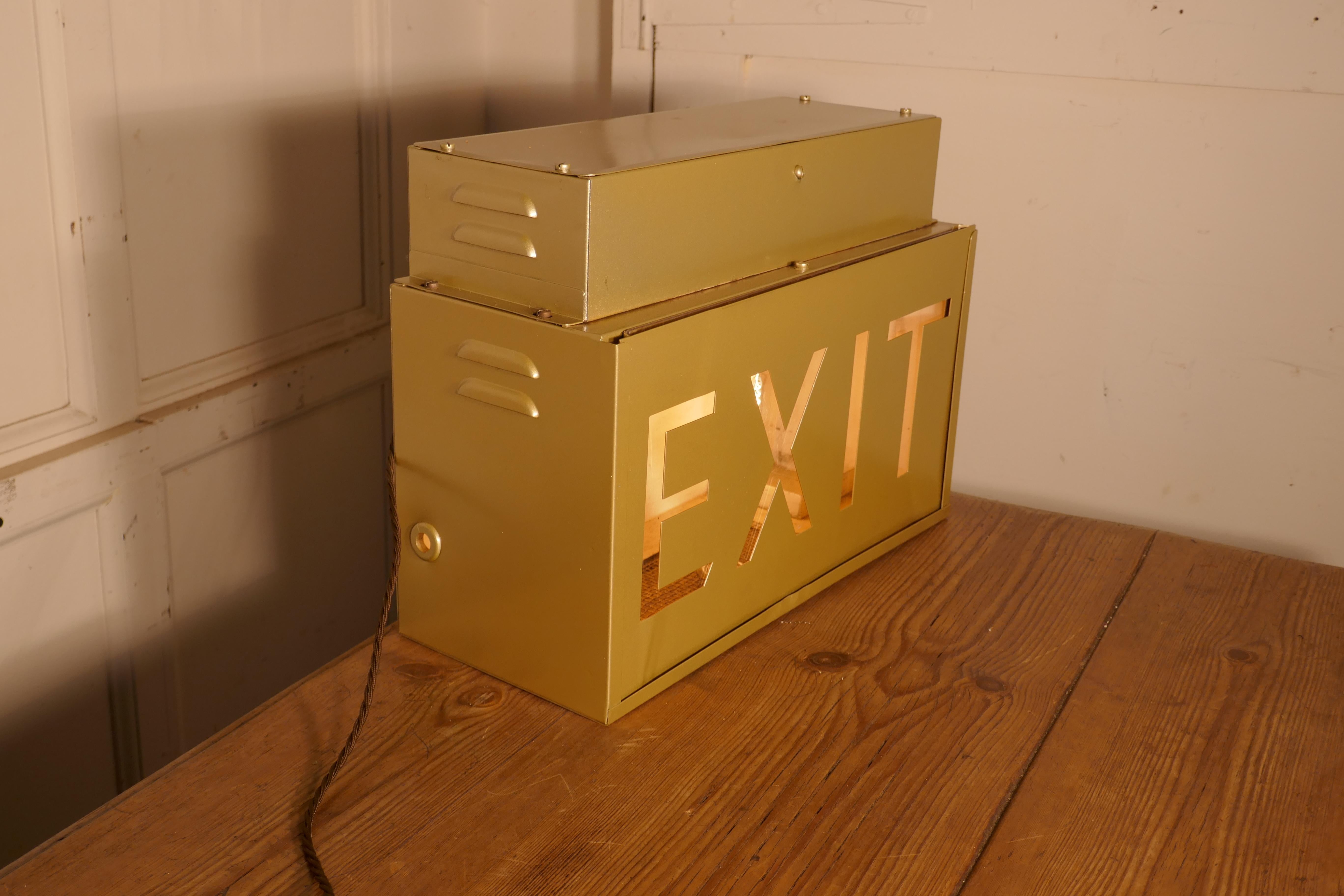 Art Deco Gold Odeon Cinema Exit Sign Electric Light 