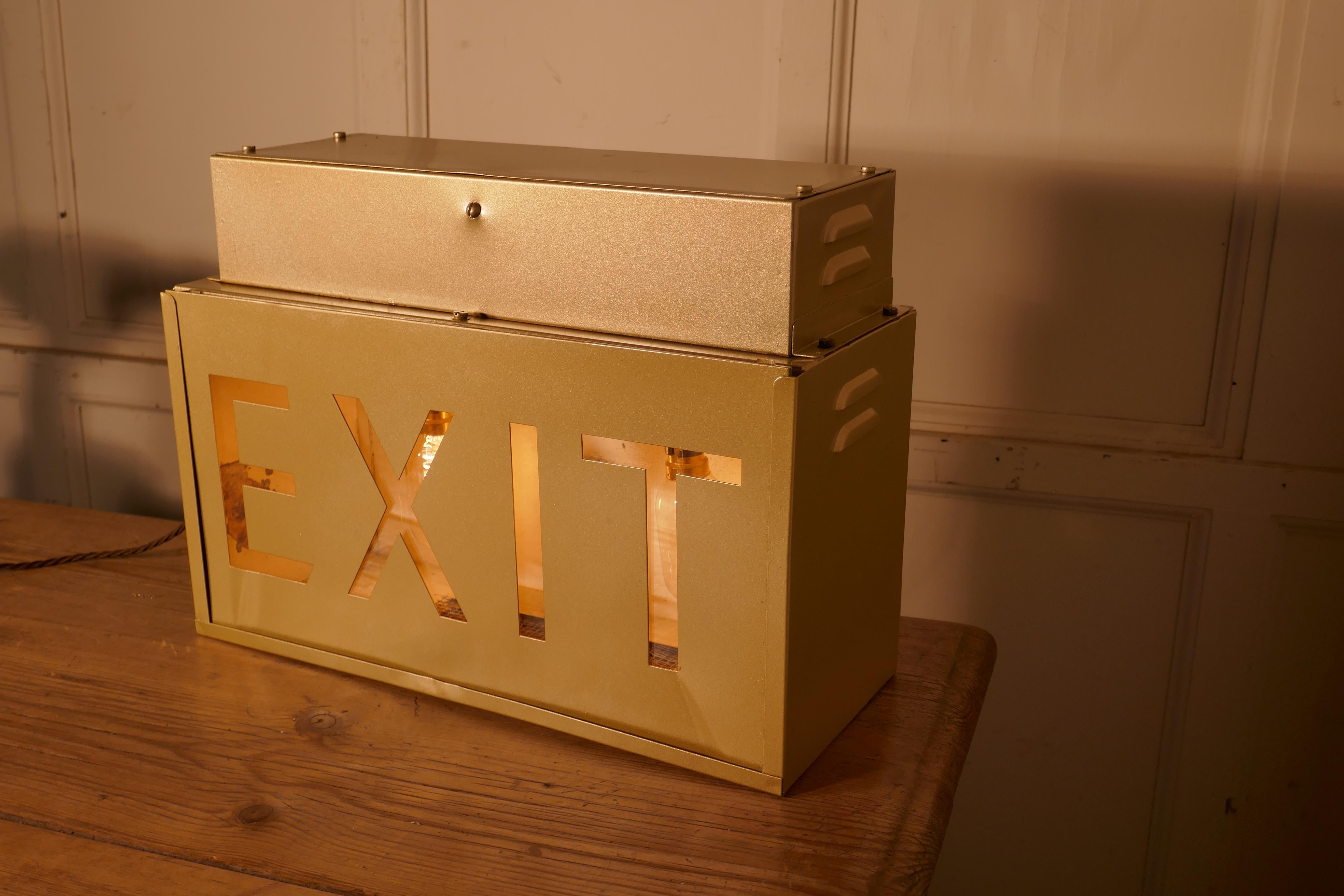 Gold Odeon Cinema Exit Sign Electric Light  In Good Condition In Chillerton, Isle of Wight