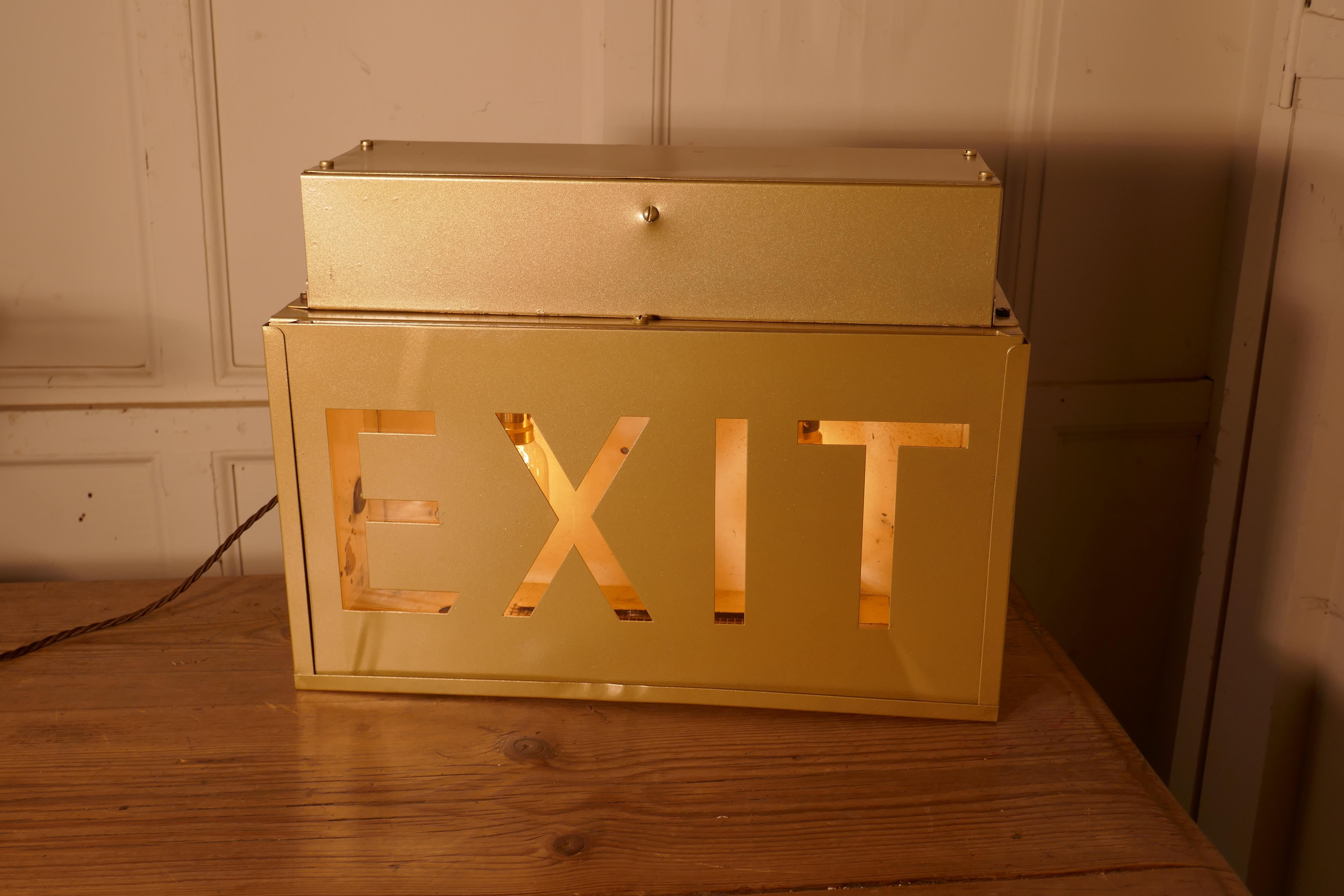 Gold Odeon Cinema Exit Sign Electric Light 
