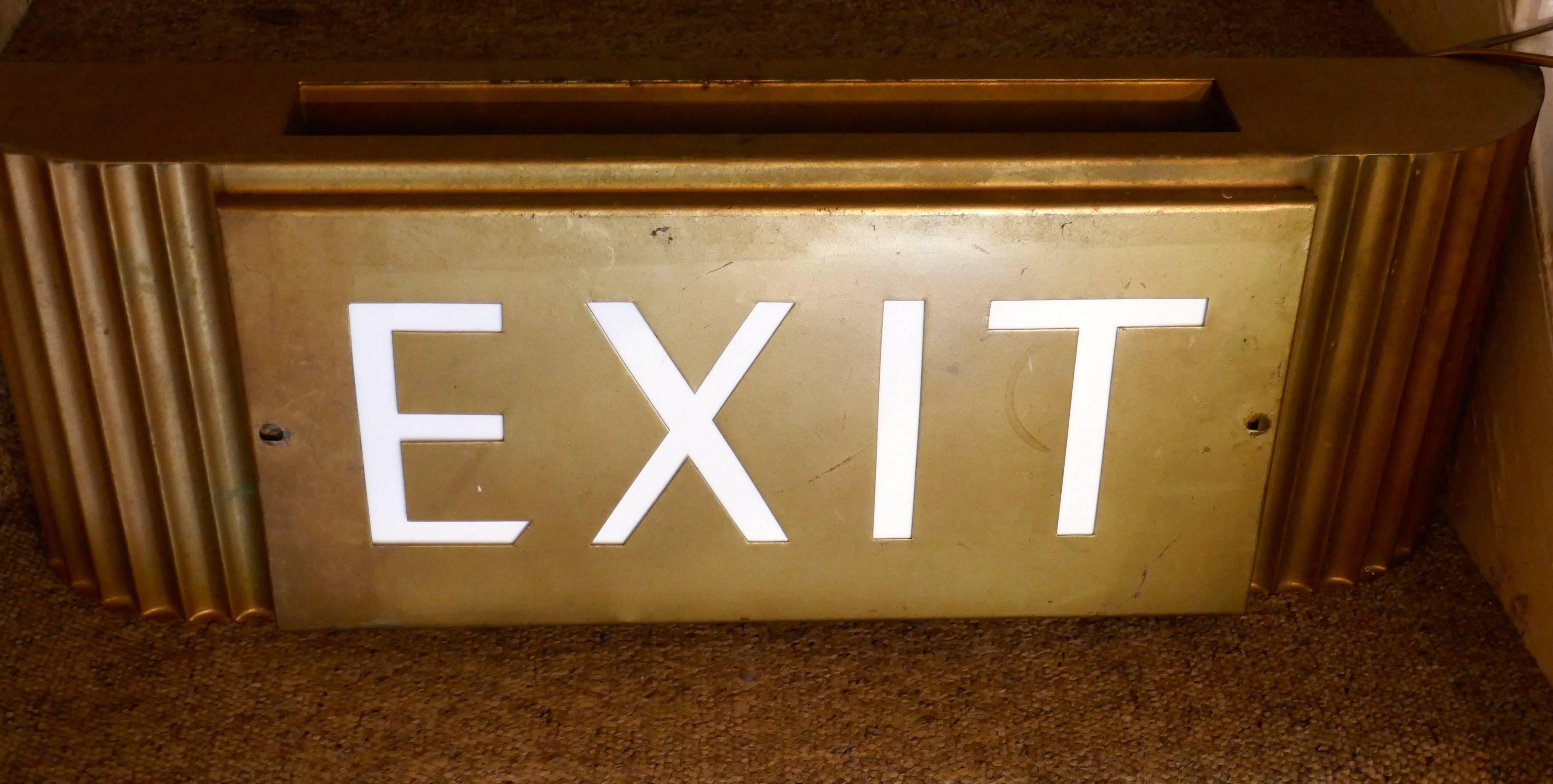 20th Century Gold Odeon Cinema EXIT Sign Electric Light