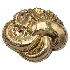 Gold old brooch in Biedermeier style, 2nd half of the 19th century