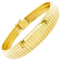 Vintage Gold Omega Bracelet in 14 Karat Yellow Gold is Regal and Like a Bangle Bracelet
