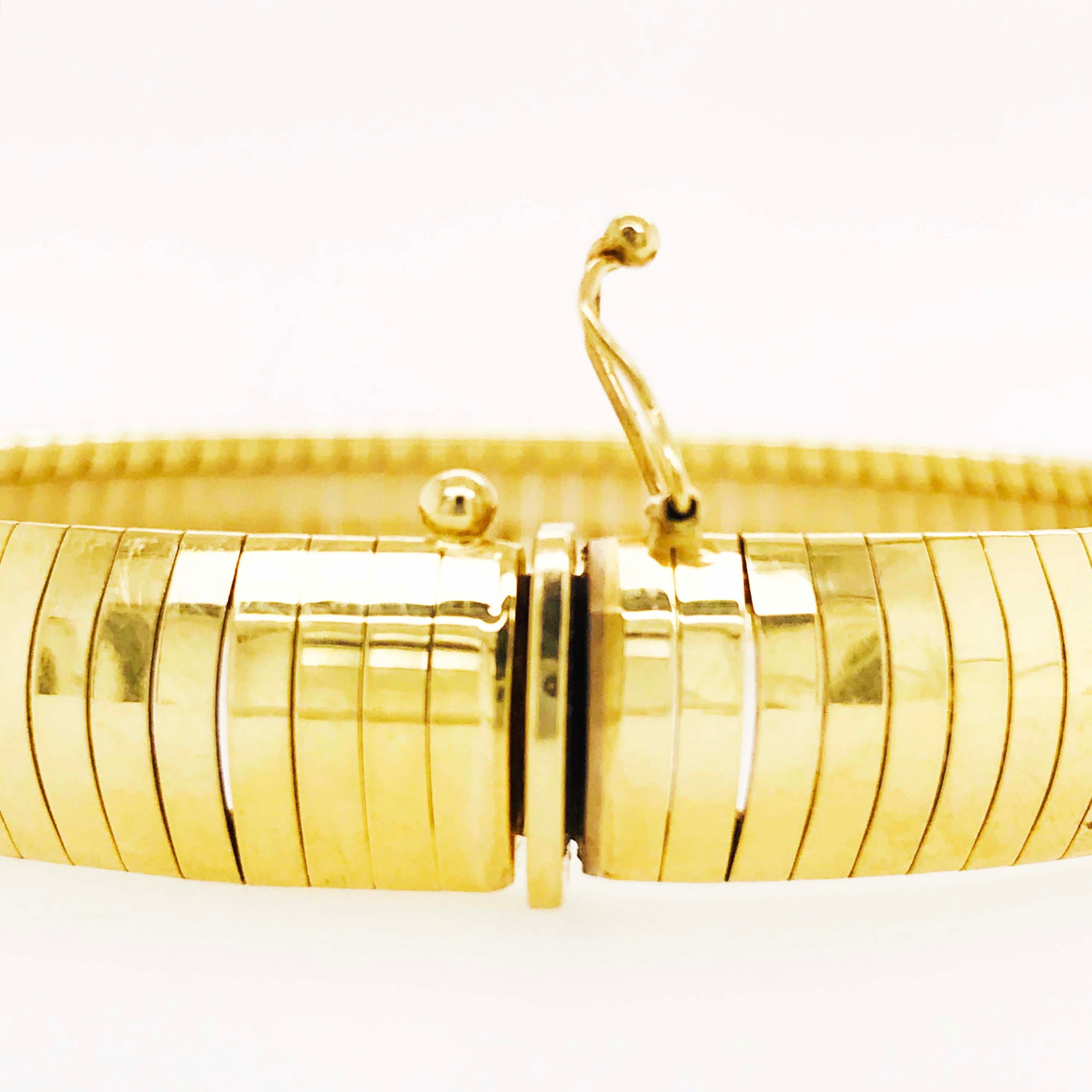 Gold Omega Bracelet in 14 Karat Yellow Gold is Regal and Like a Bangle Bracelet In Excellent Condition In Austin, TX