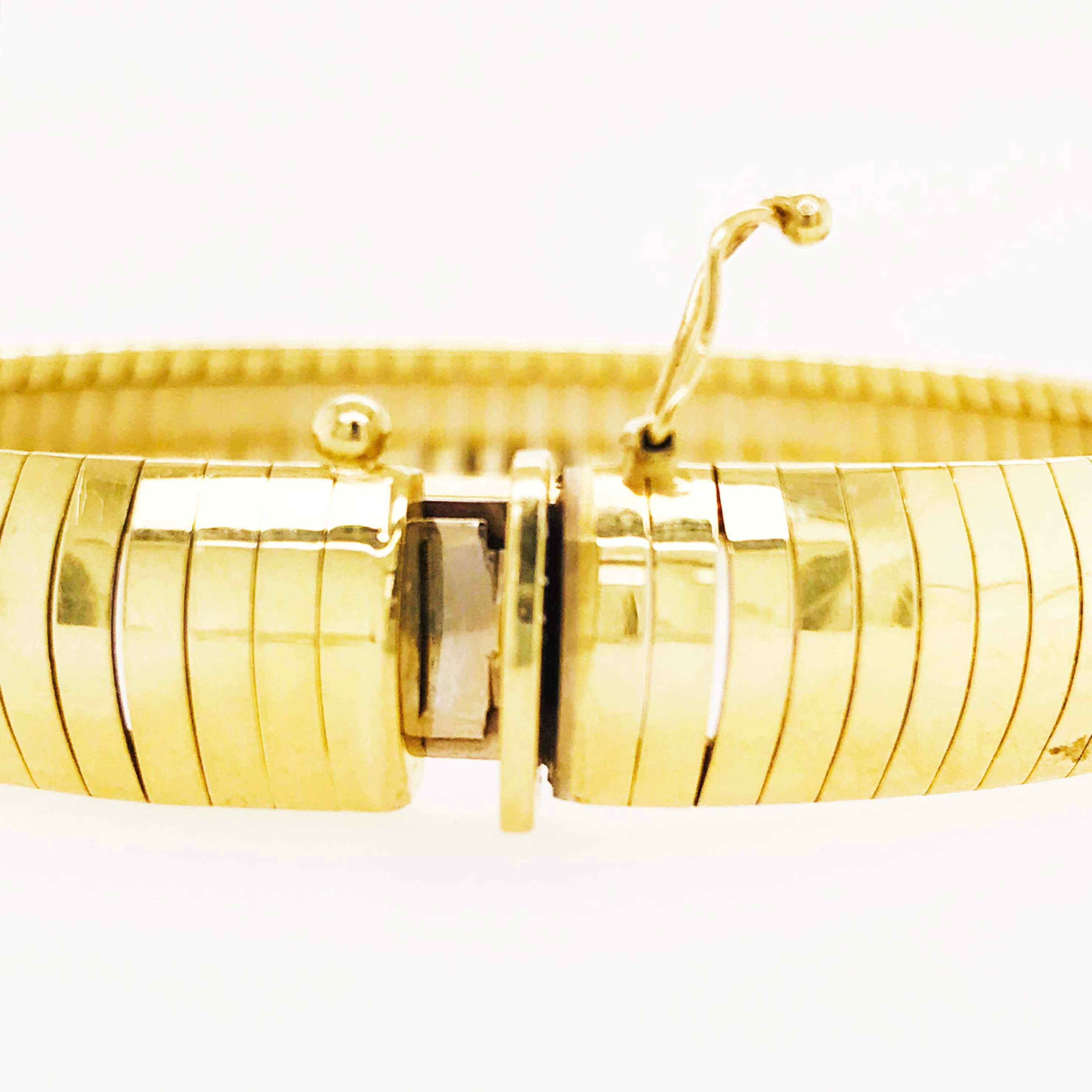 Women's Gold Omega Bracelet in 14 Karat Yellow Gold is Regal and Like a Bangle Bracelet