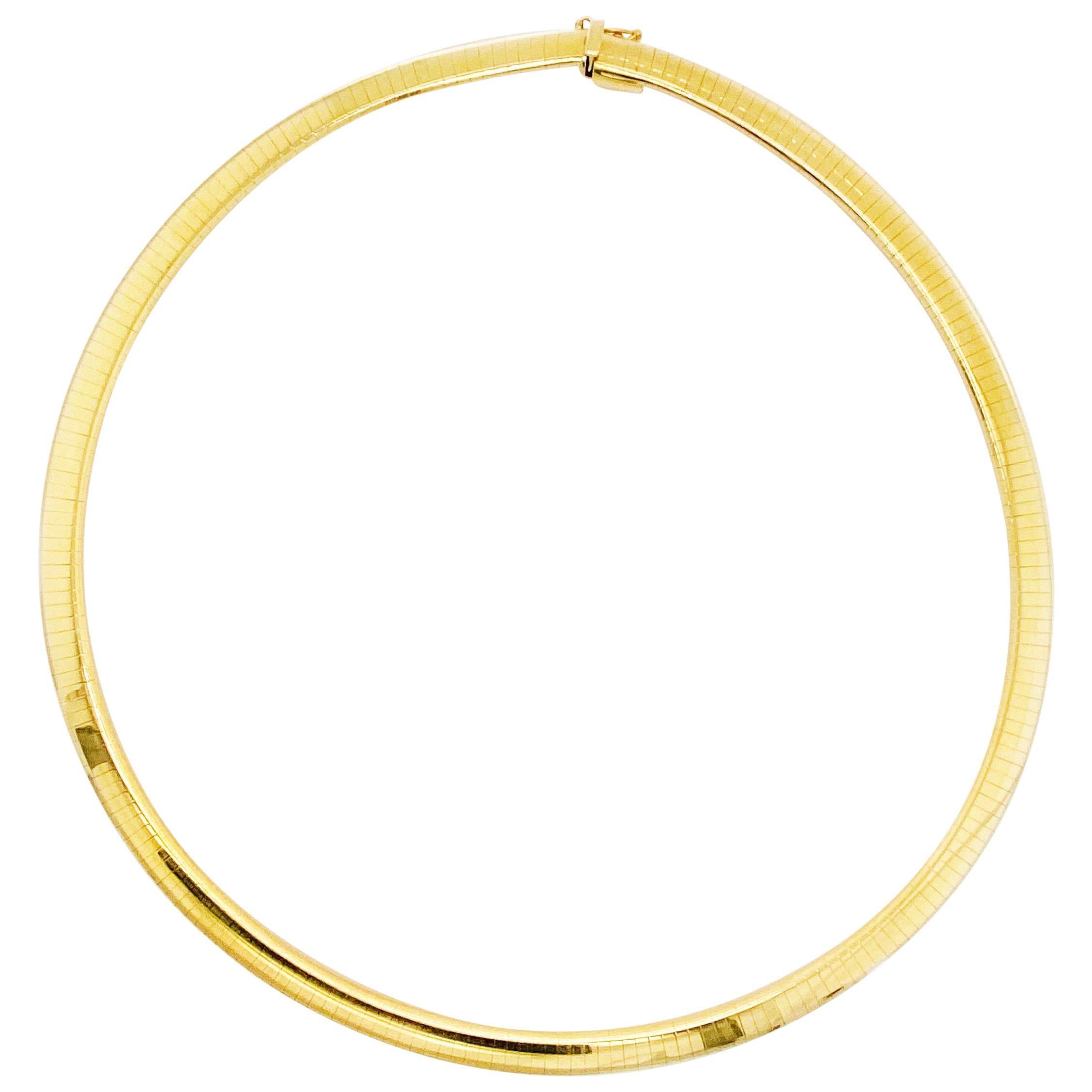 Gold Omega Choker Necklace 14 Karat Yellow Gold Omega Necklace