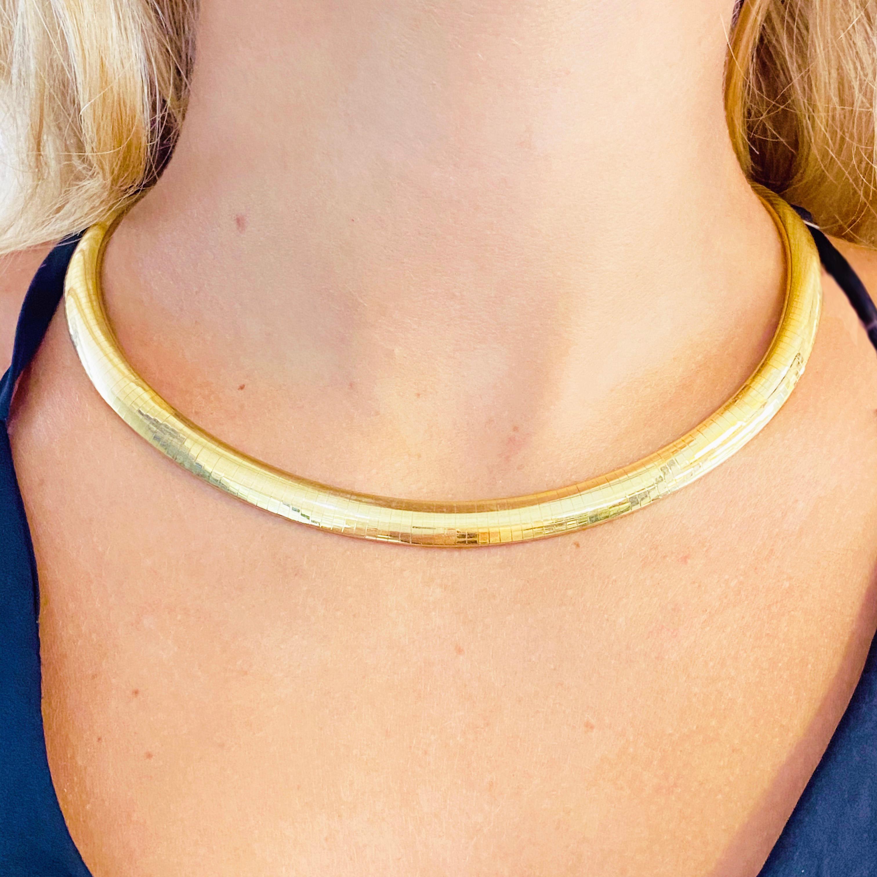 Women's Gold Omega Choker Necklace 14 Karat Yellow Gold Omega Necklace